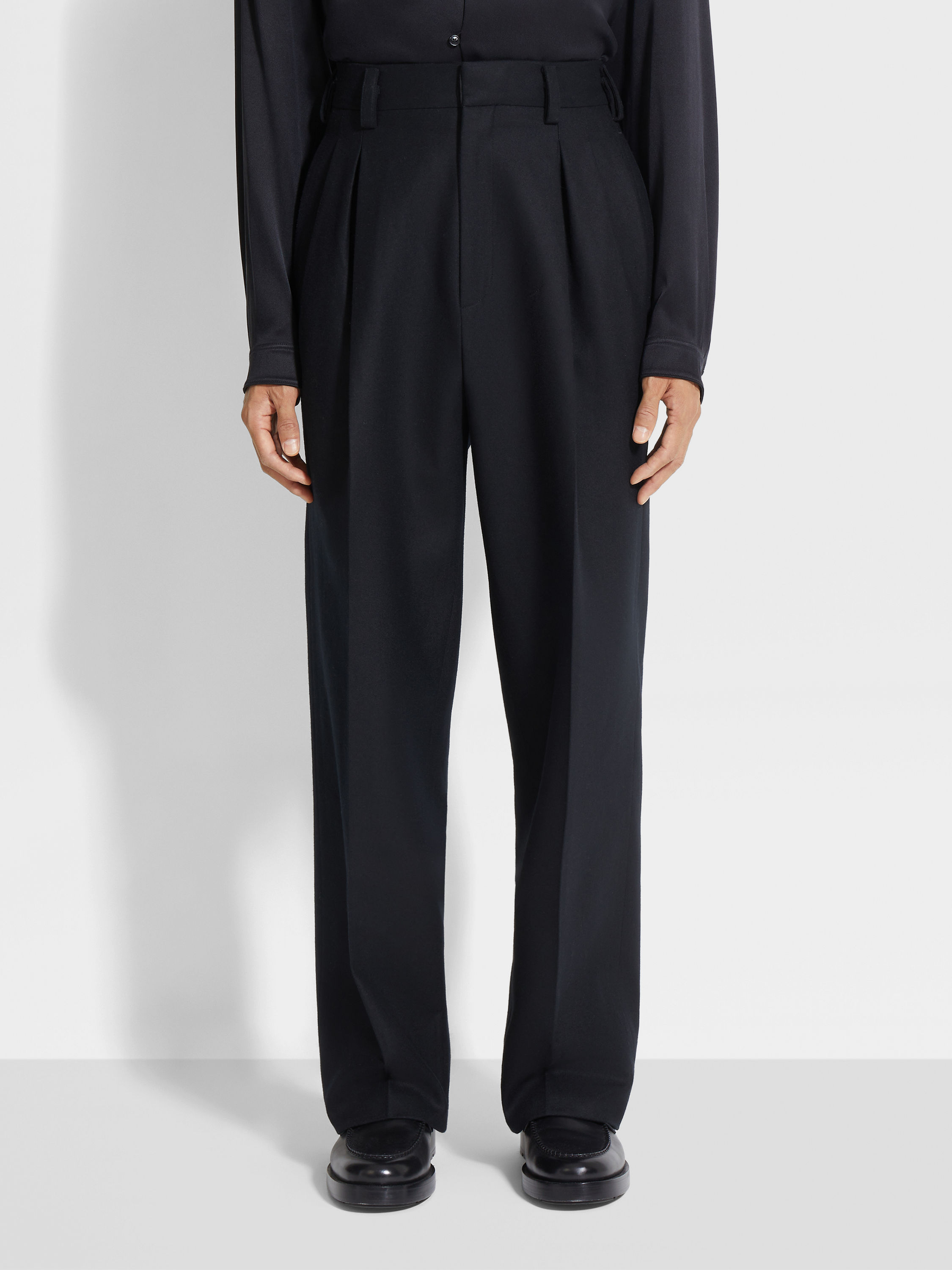 Black Mélange Wool Pants Product detail photo #4