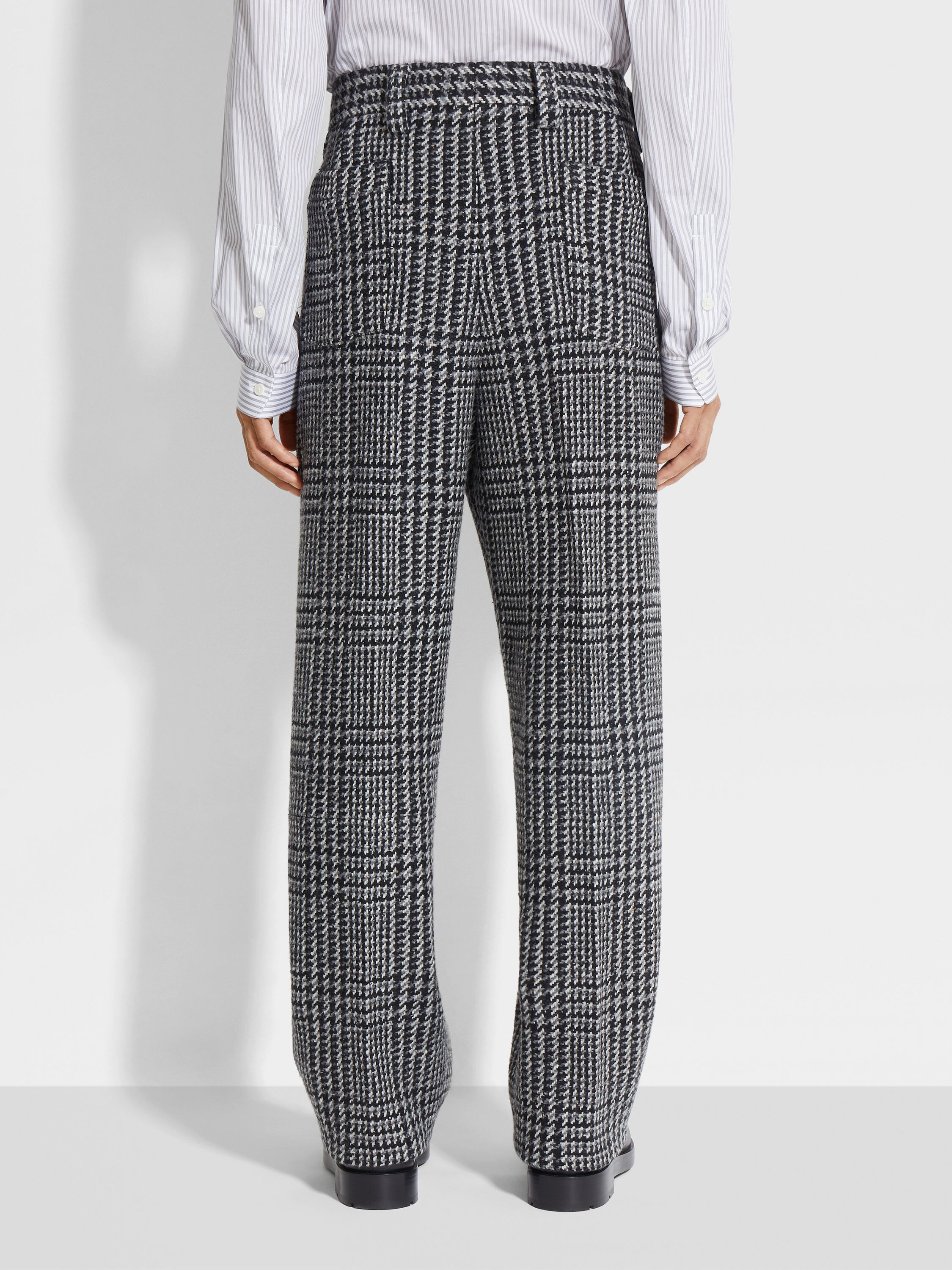 Pantaloni in Lana e Cashmere Grigi Bianchi e Neri Foto #5 di dettaglio del prodotto