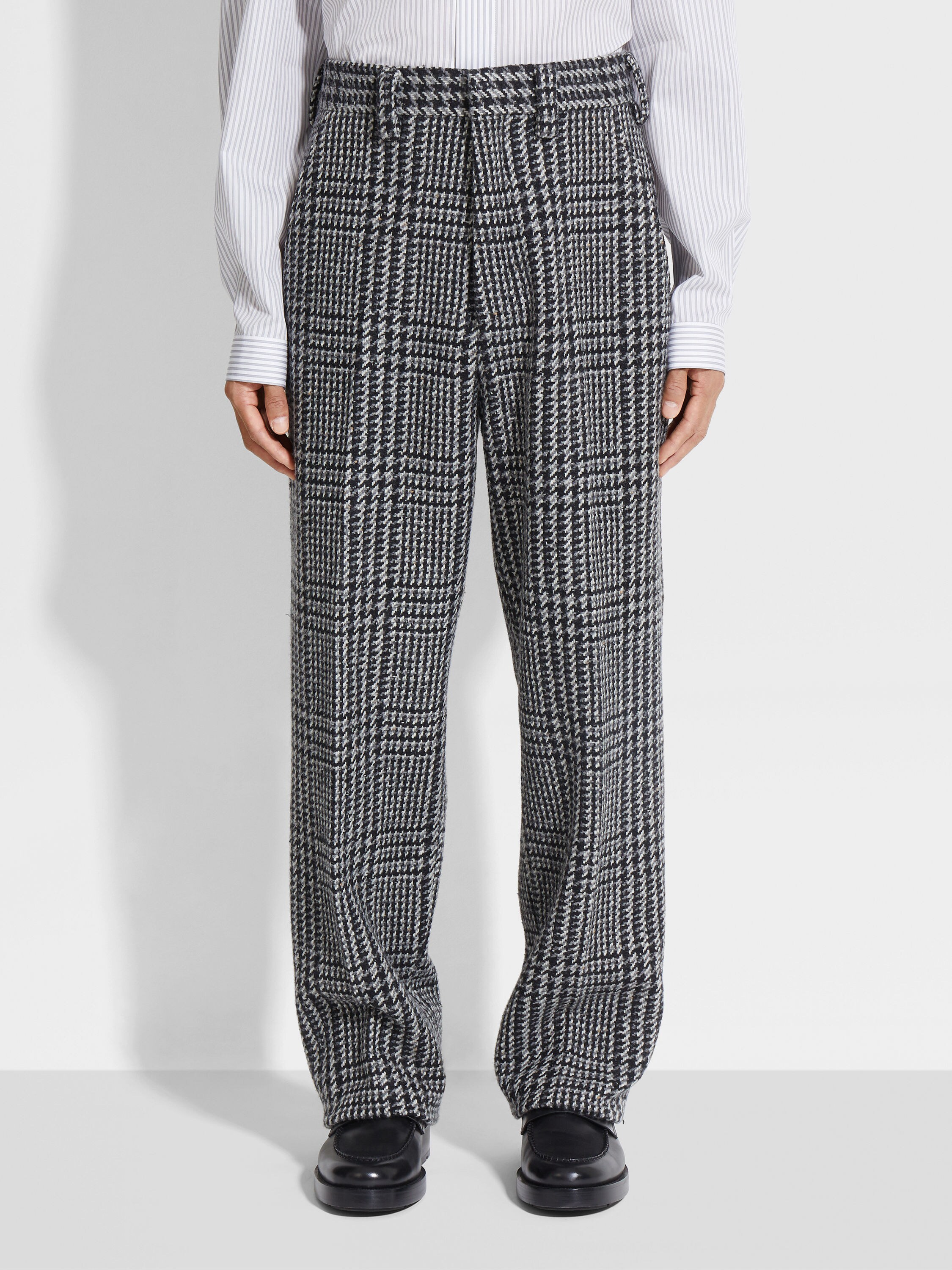 Pantaloni in Lana e Cashmere Grigi Bianchi e Neri Foto #4 di dettaglio del prodotto