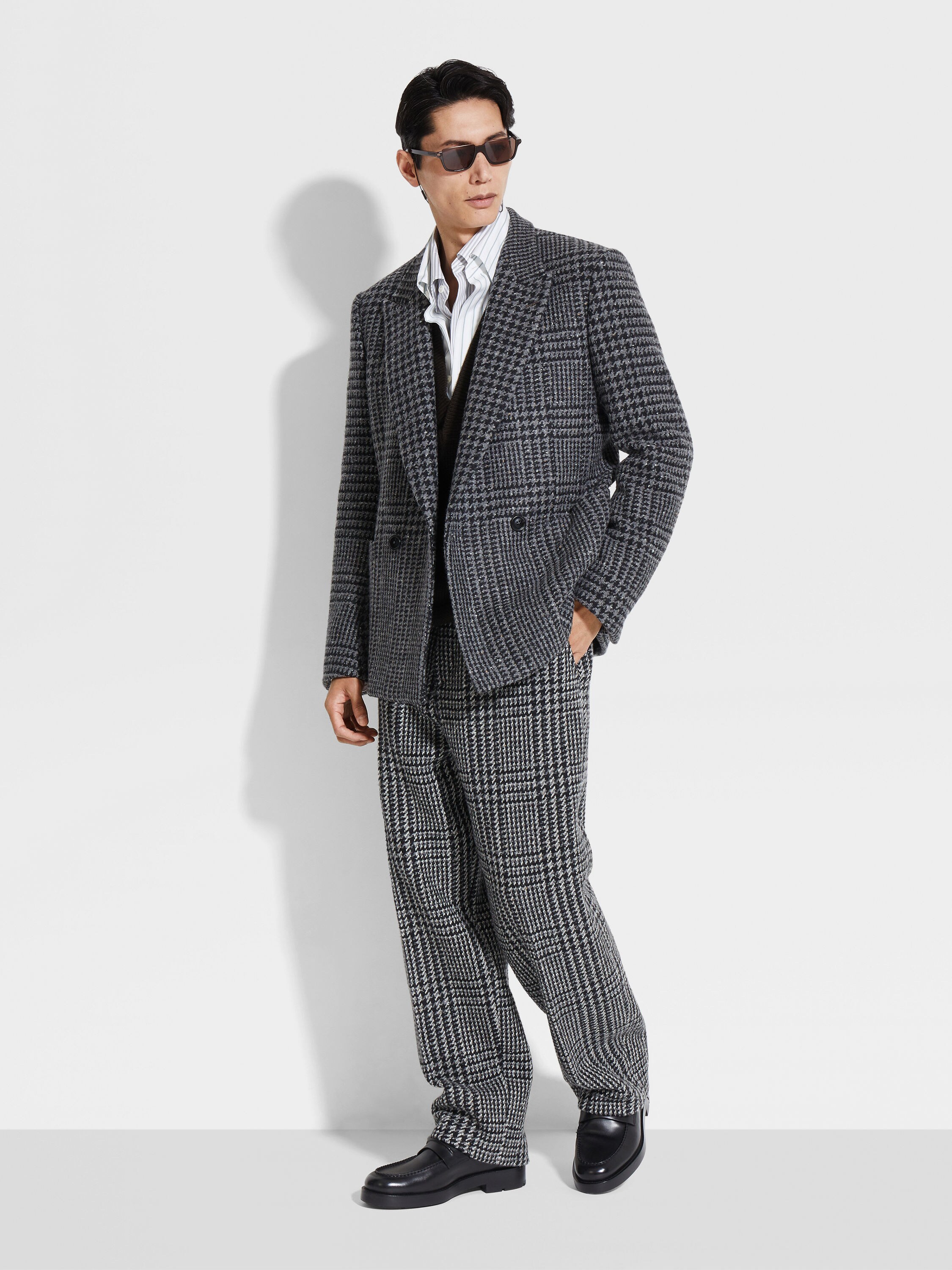 Grey and Black Wool and Cashmere Jacket Product detail photo #