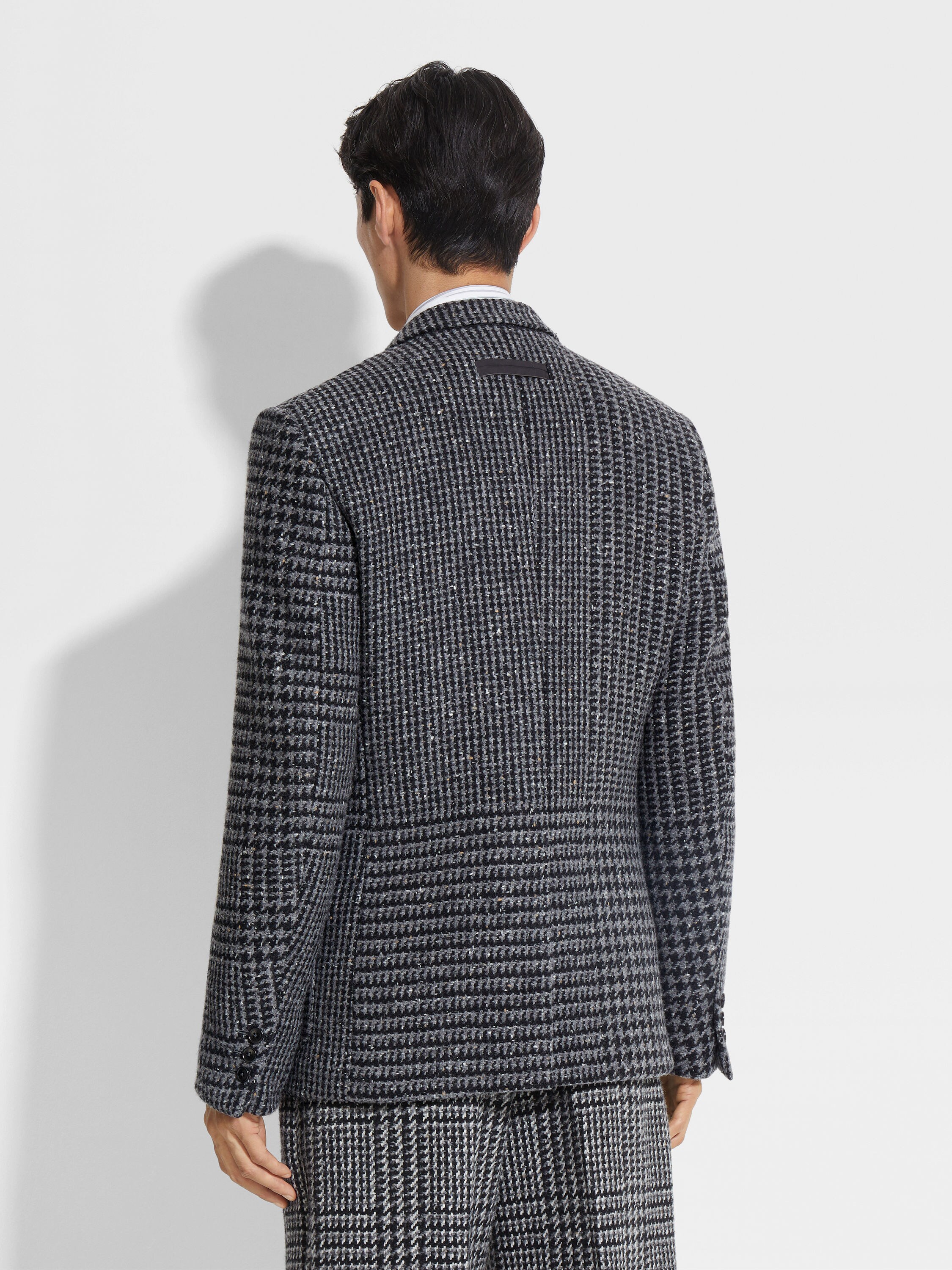 Grey and Black Wool and Cashmere Jacket Product detail photo #4