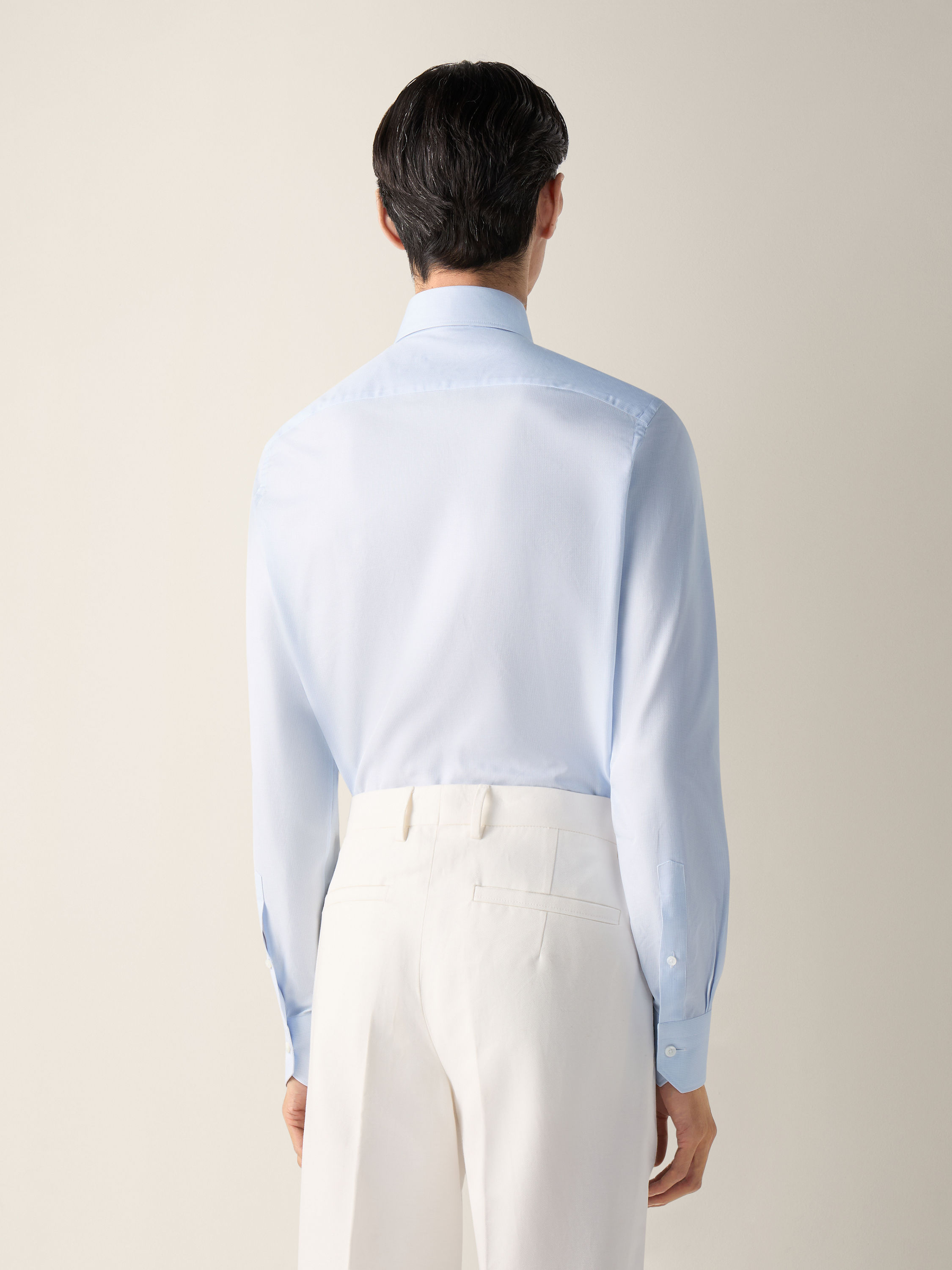 浅蔚蓝色微型结构图案 Trecapi 棉质衬衫 产品细节图 #3