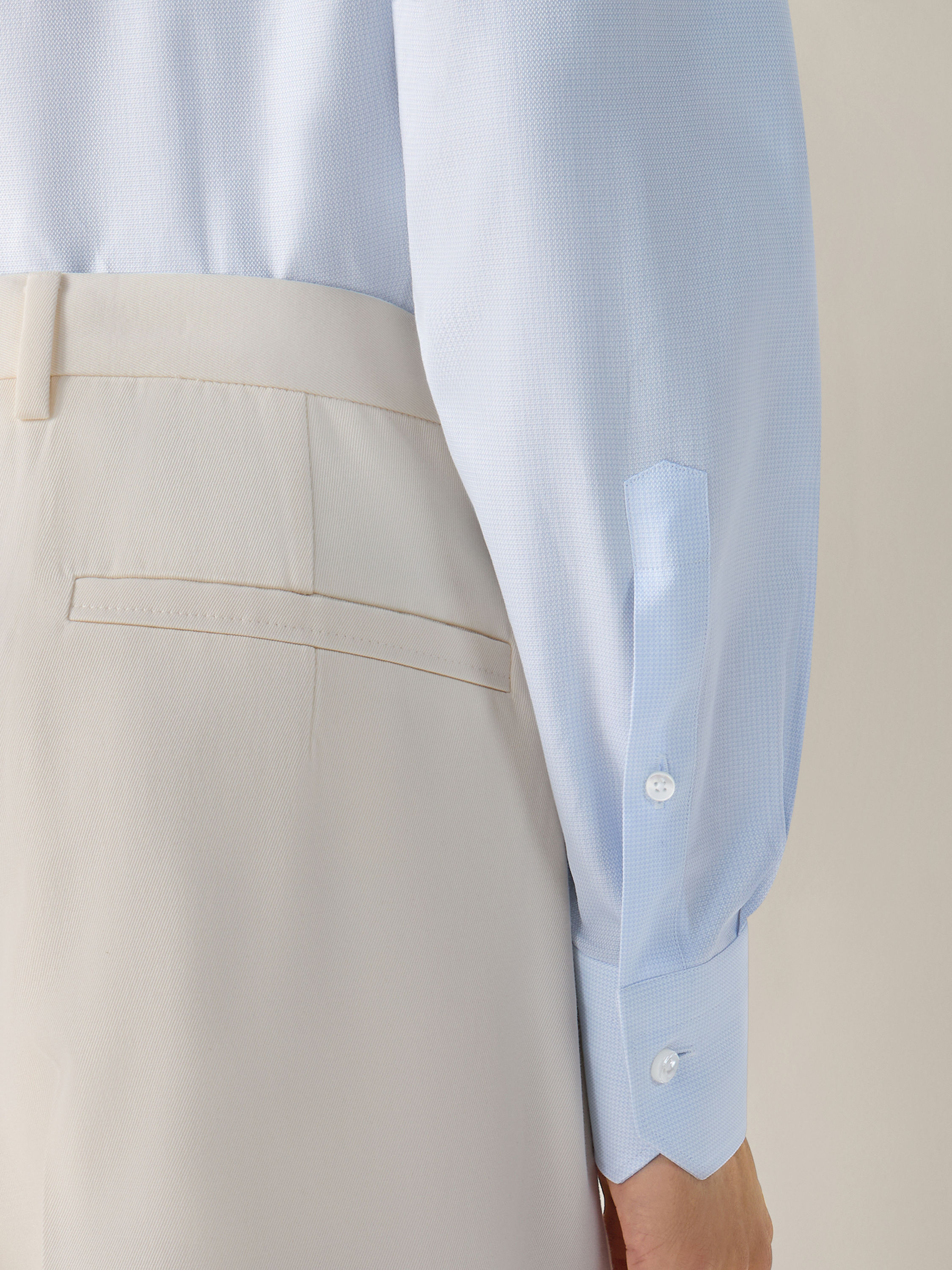 浅蔚蓝色微型结构图案 Trecapi 棉质衬衫 产品细节图 #4