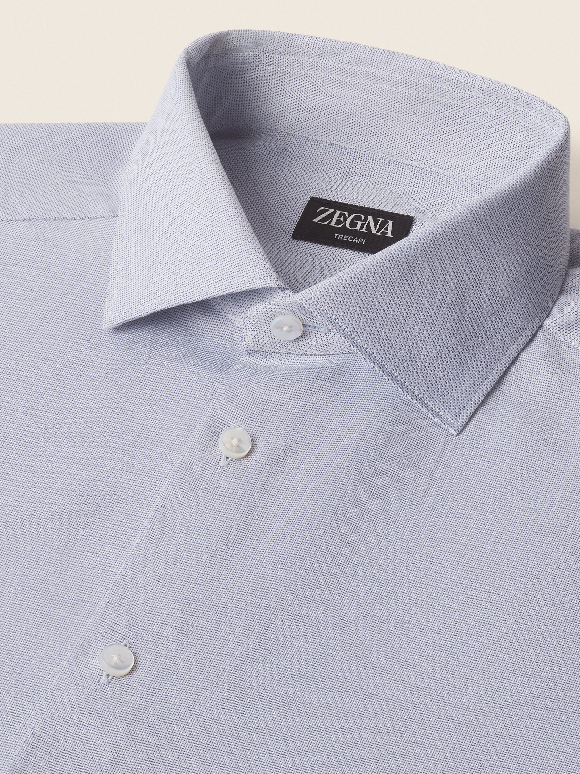 深靛藍搭白色小立體圖案 Trecapi 純棉襯衫 產品細節圖 #2