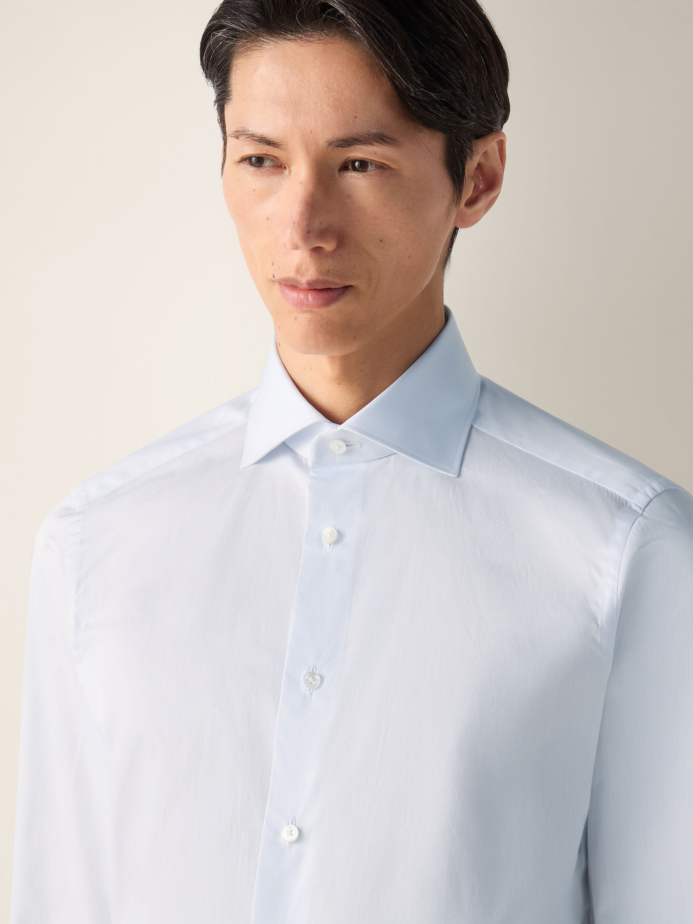 浅蔚蓝色配白色 细条纹 Trecapi 棉质衬衫 产品细节图 #1
