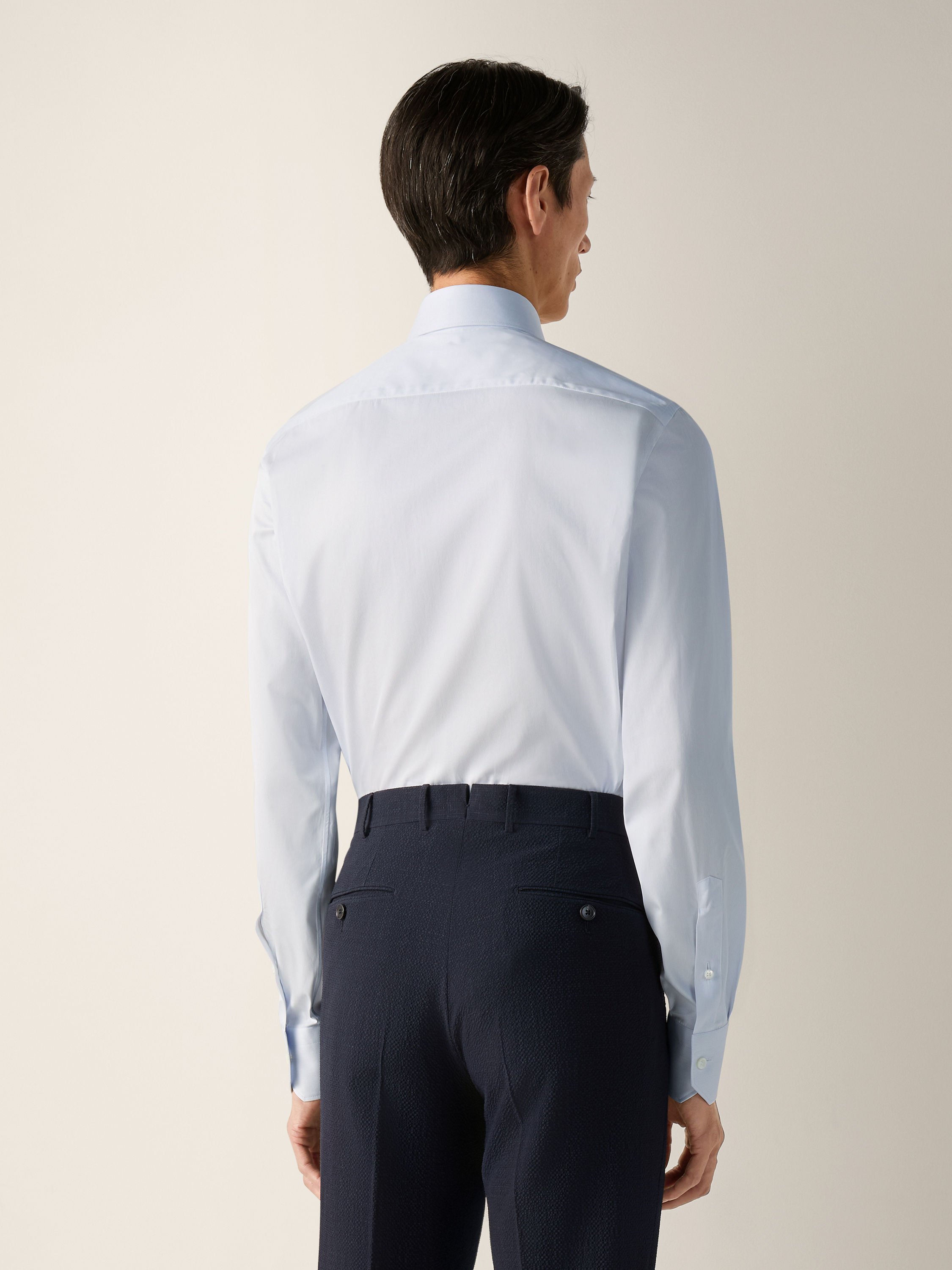 浅蔚蓝色配白色 细条纹 Trecapi 棉质衬衫 产品细节图 #3