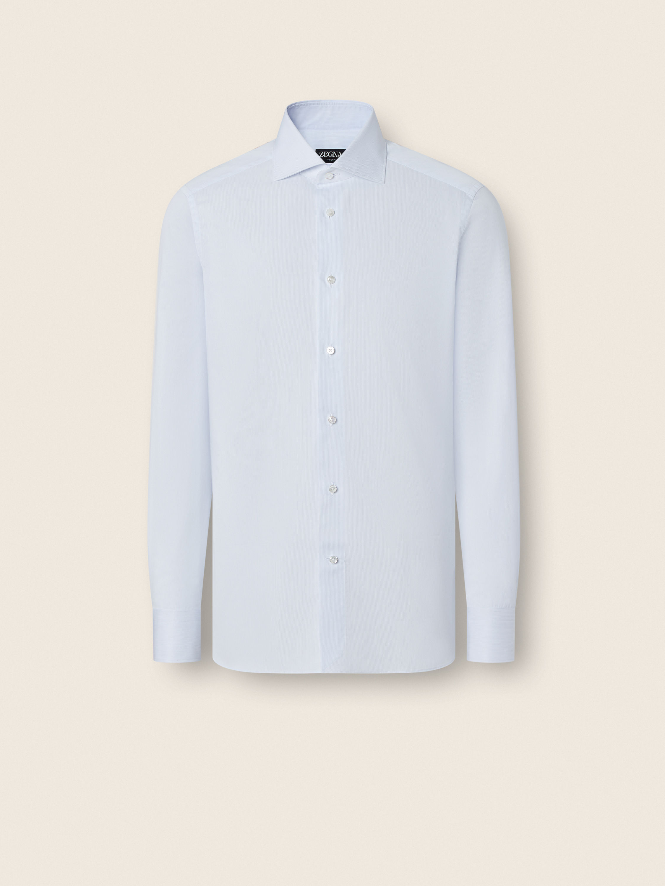 浅蔚蓝色配白色 细条纹 Trecapi 棉质衬衫 产品主图