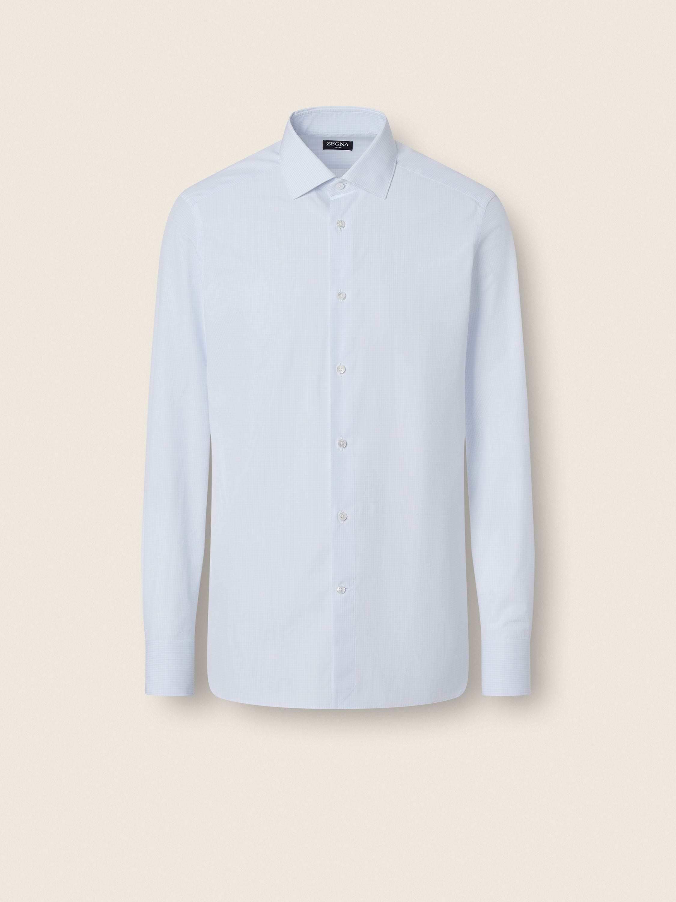 Camisa de Algodón Trecapi con Microcuadros Azul Claro y Blanco Foto principal del producto