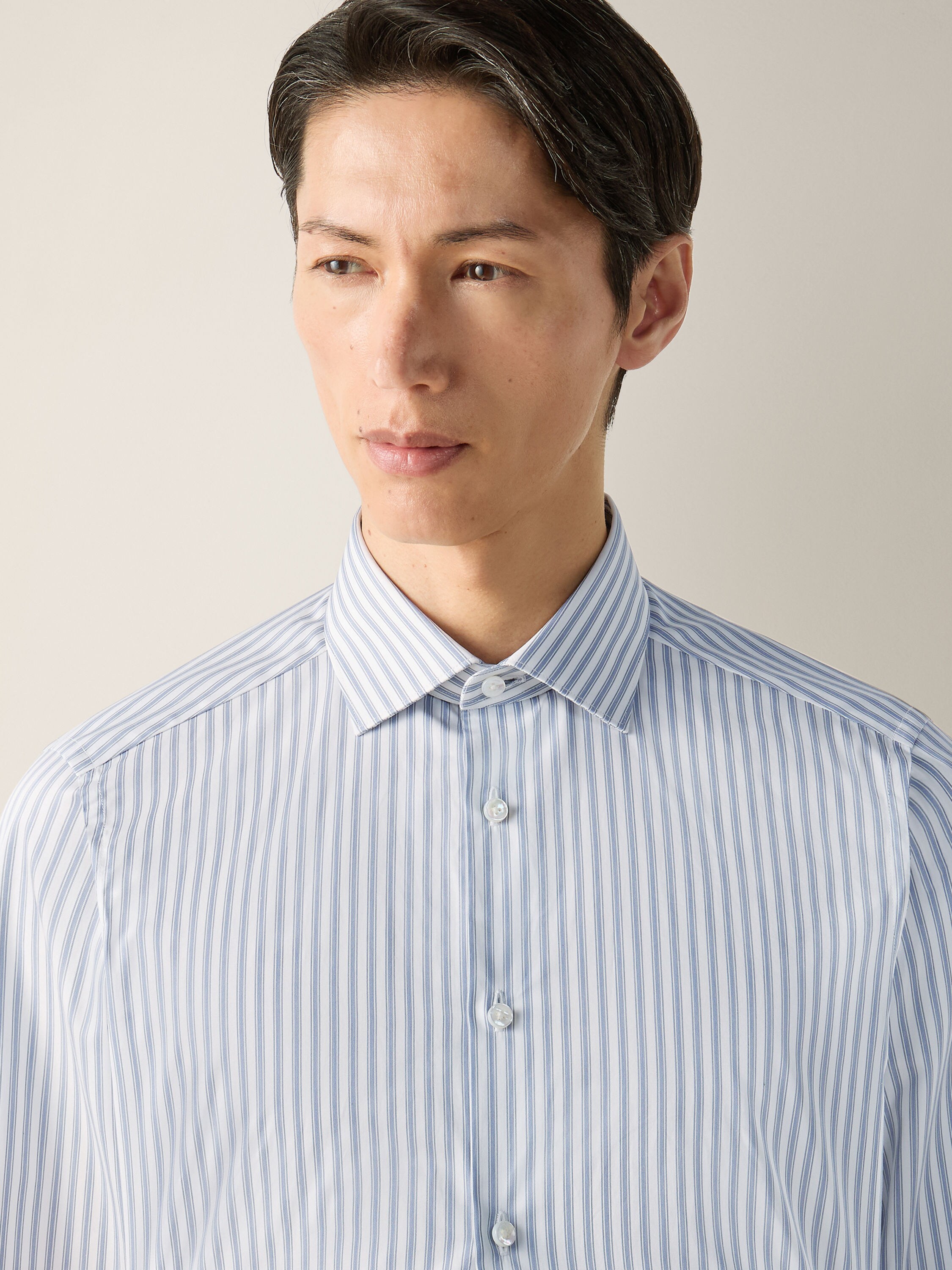 Camisa de Algodón Trecapi a Rayas Azul y Blanco Foto #1 de detalle del producto