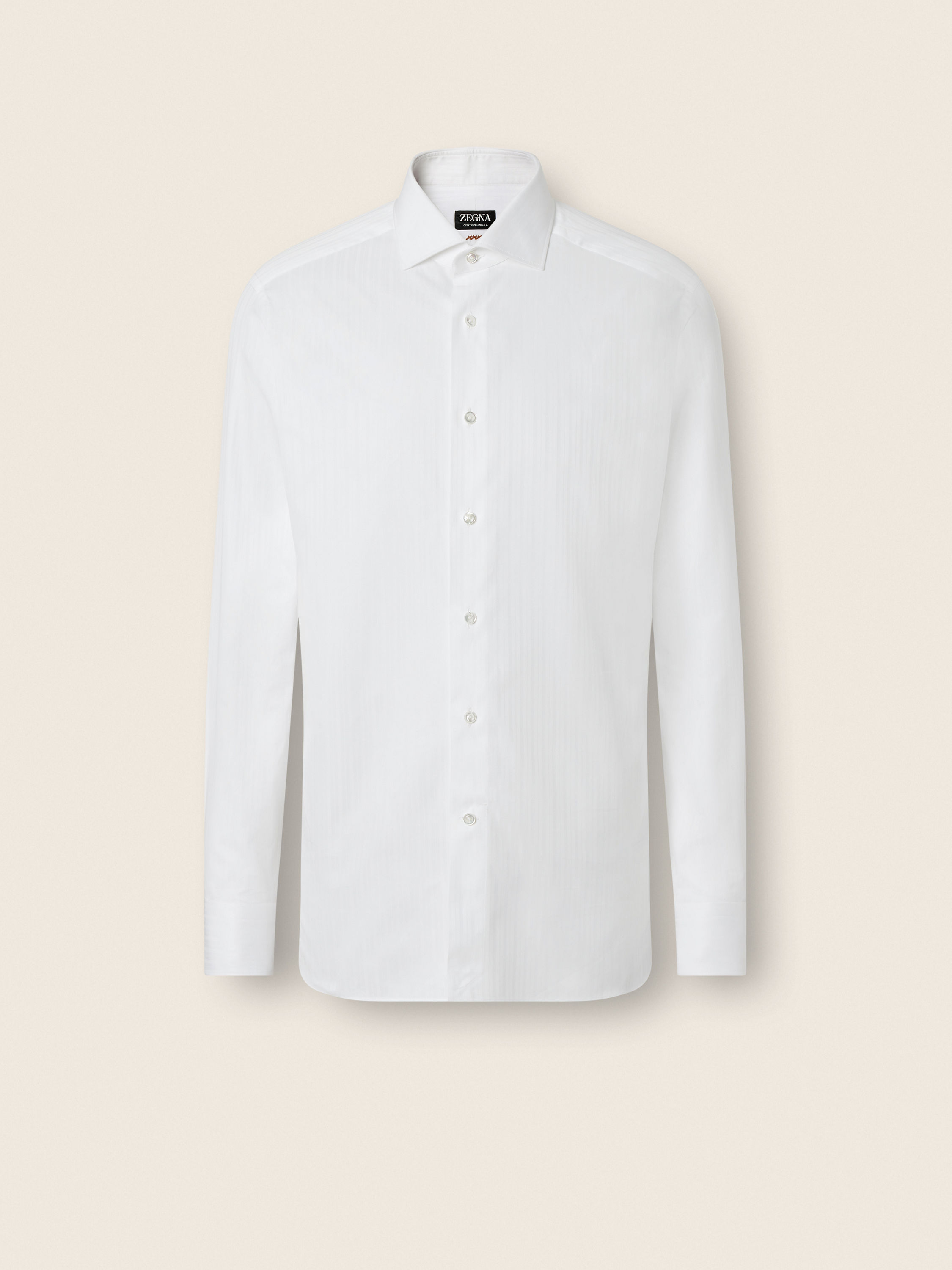 Camisa en Algodón Centoventimila con Rayas en Relieve Blanco Óptico Foto principal del producto