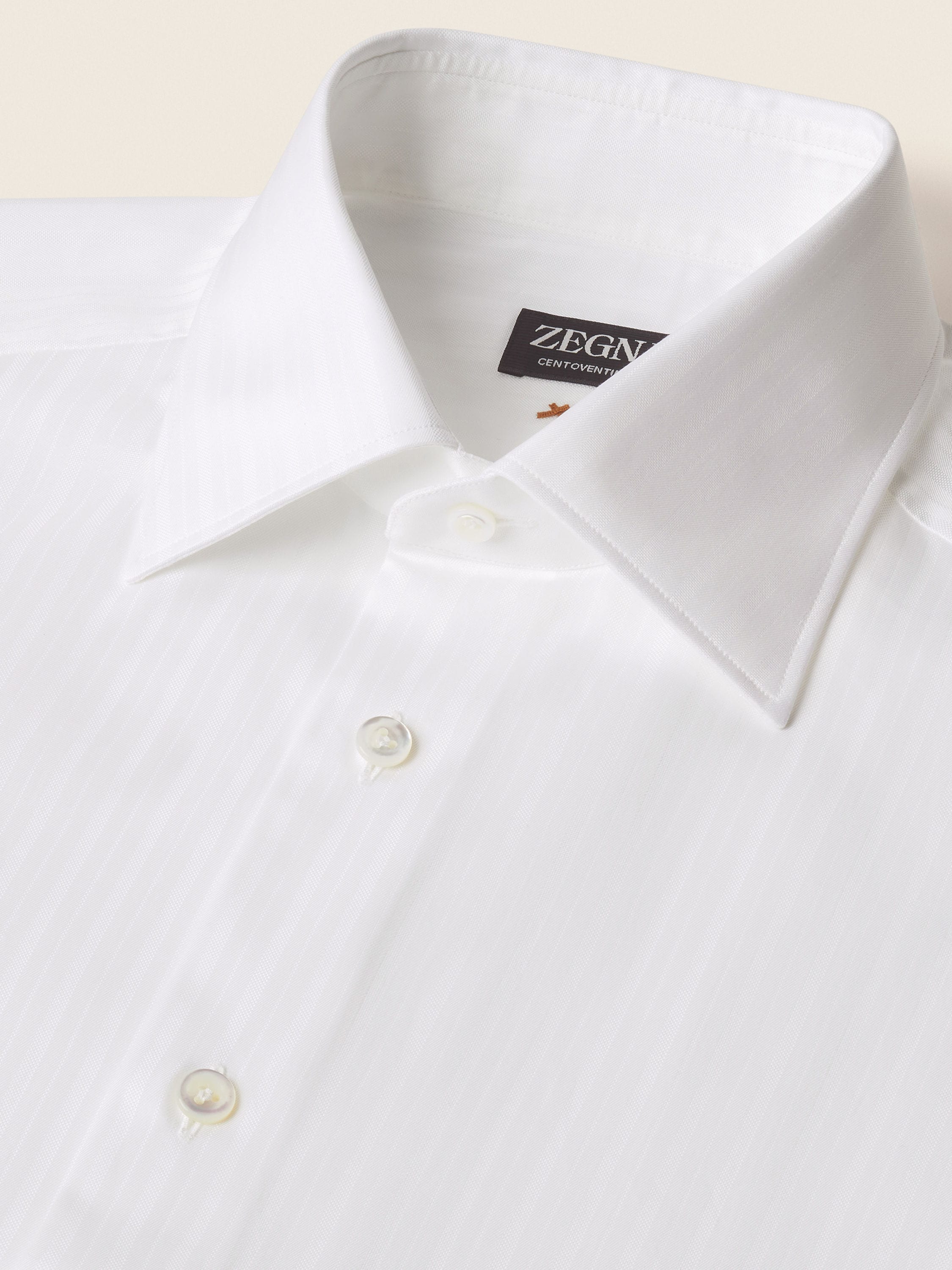 Hemd aus Centoventimila Baumwolle mit strukturiertem Streifenmuster in strahlendem Weiß Detailfoto #2 des Produkts