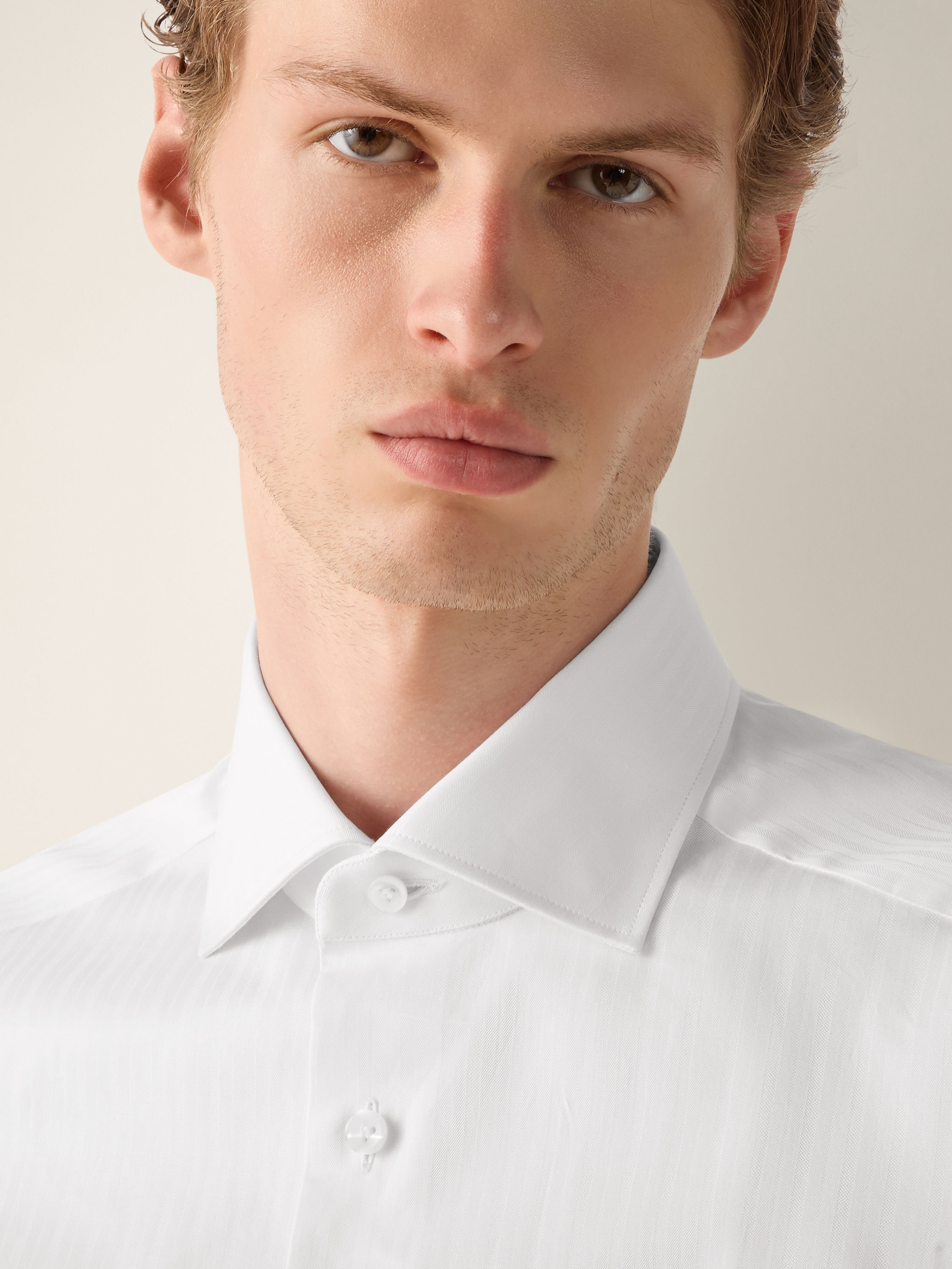 浅粉色 结构感条纹 Centoventimila 棉质衬衫 产品细节图 #1