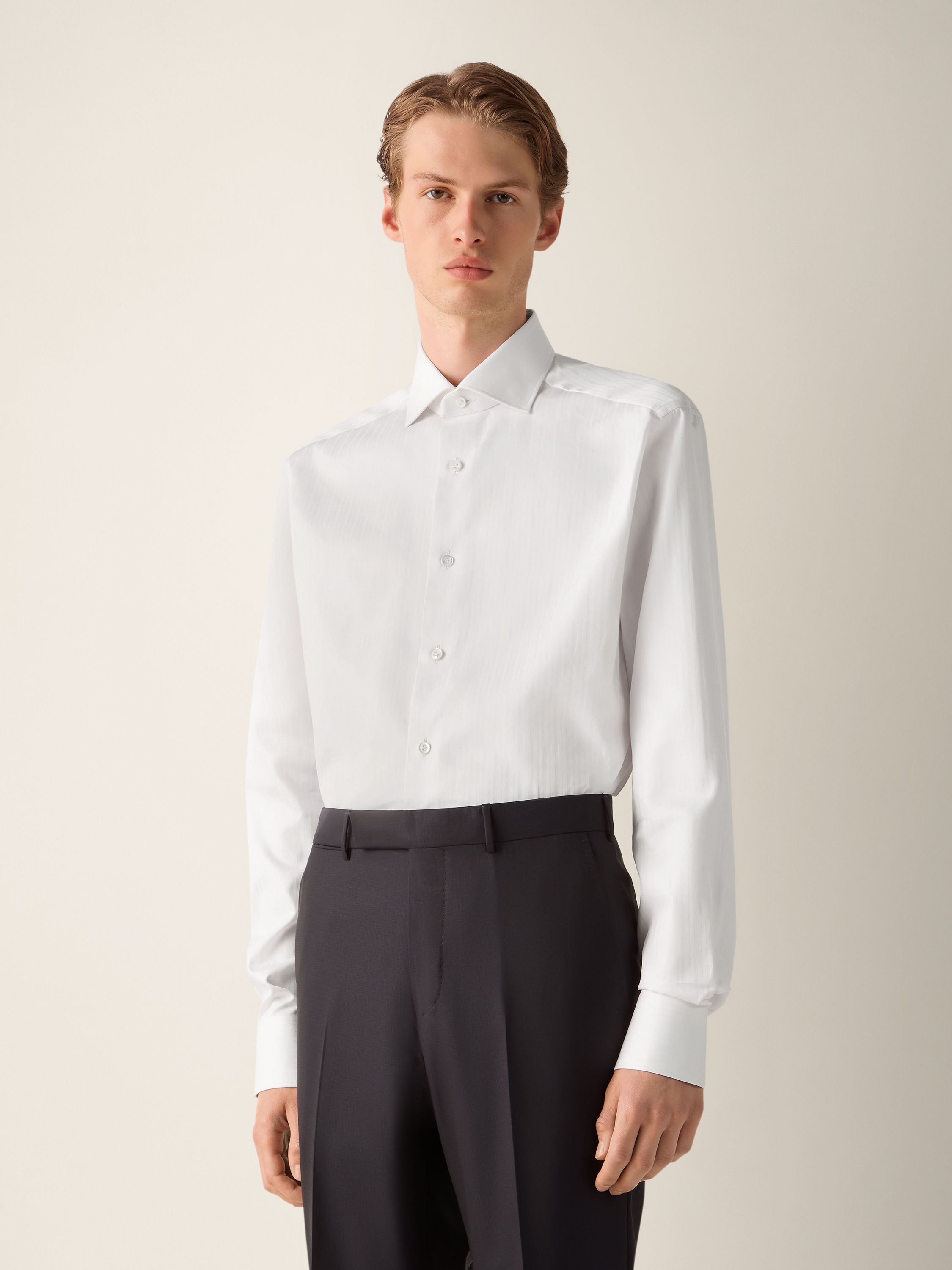 浅粉色 结构感条纹 Centoventimila 棉质衬衫 产品细节图 #2