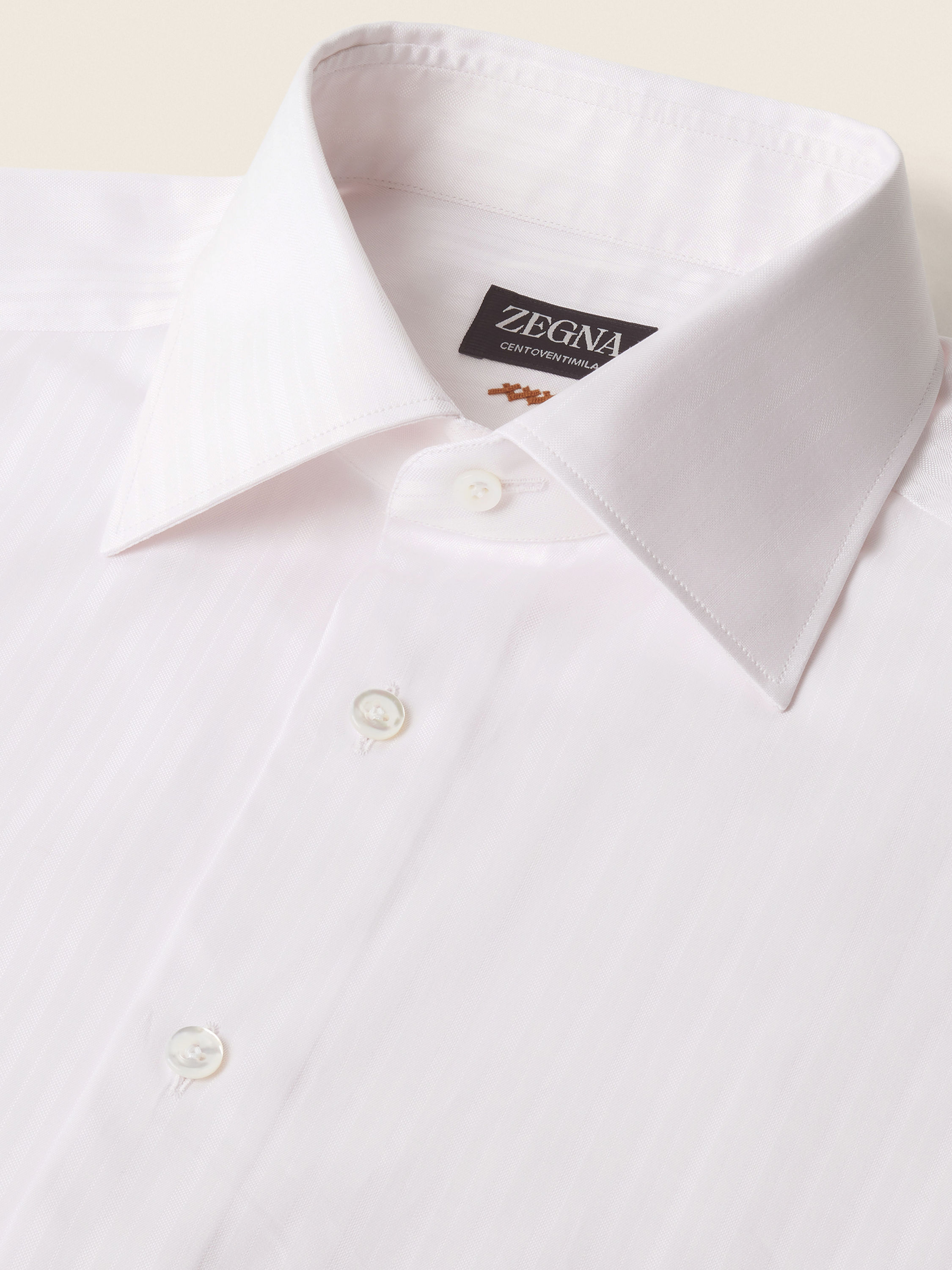 Camicia in Cotone Centoventimila a Righe Strutturate Rosa Chiaro Foto #2 di dettaglio del prodotto