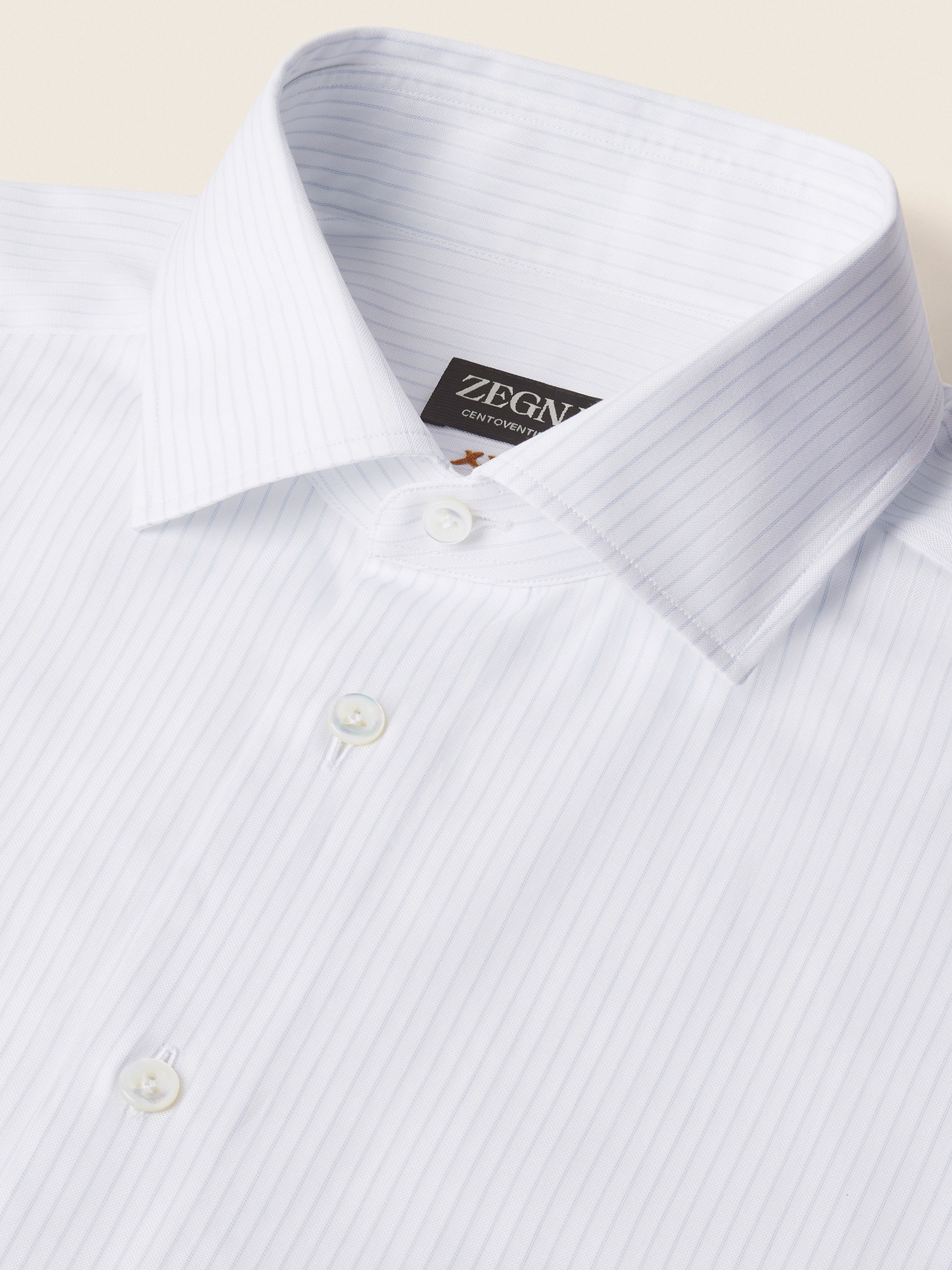 淺藍色搭白色立體條紋 Centoventimila 純棉襯衫 產品細節圖 #2