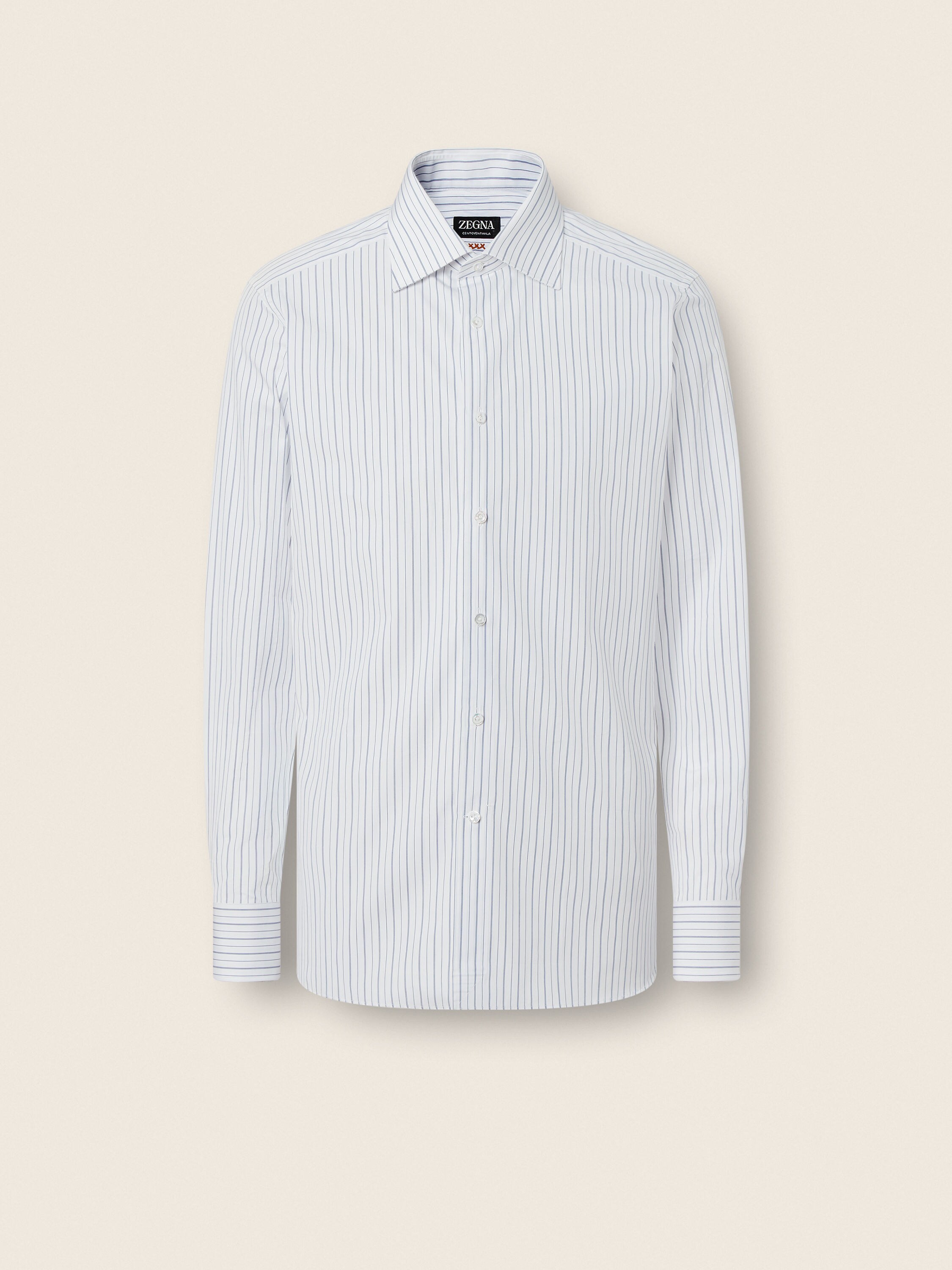 Camicia in Cotone Centoventimila a Righe Spesse Blu Indaco Scuro e Bianca Foto principale del prodotto