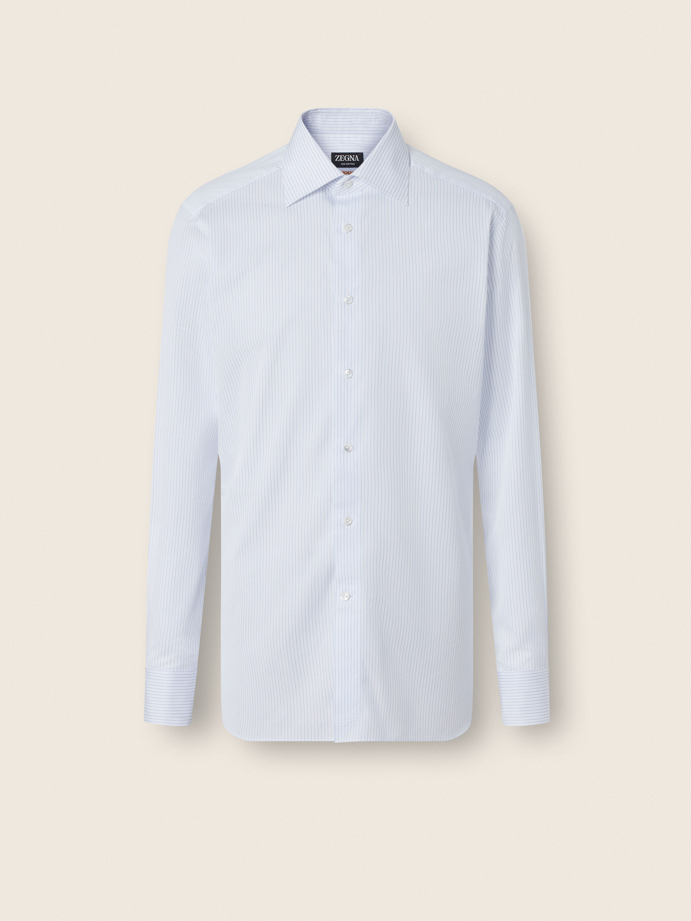 Light Avio Blue and White Striped 300 Cotton Shirt Main product photo