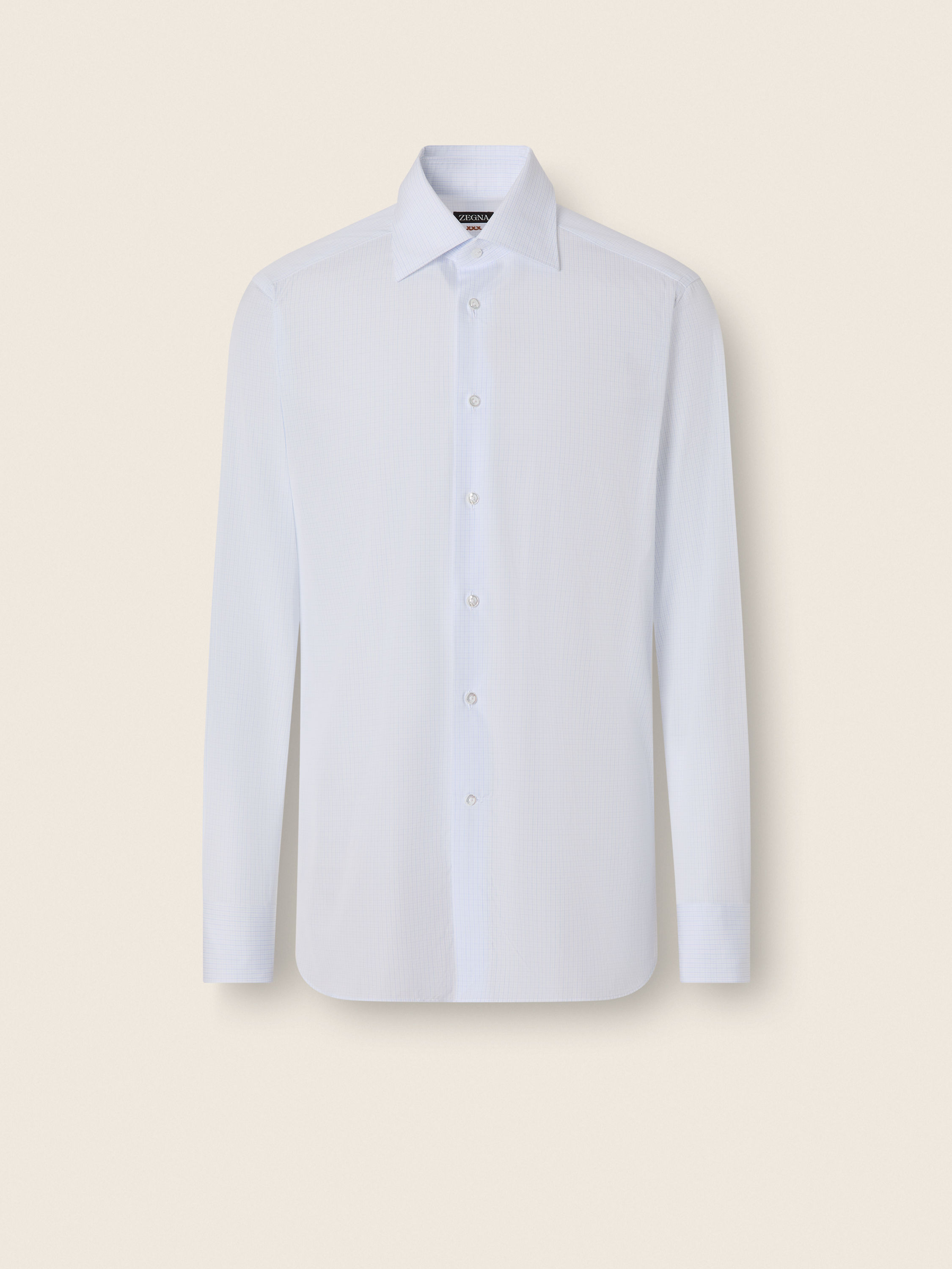 Light Blue and White Checked Cotton Shirt Product detail photo #1