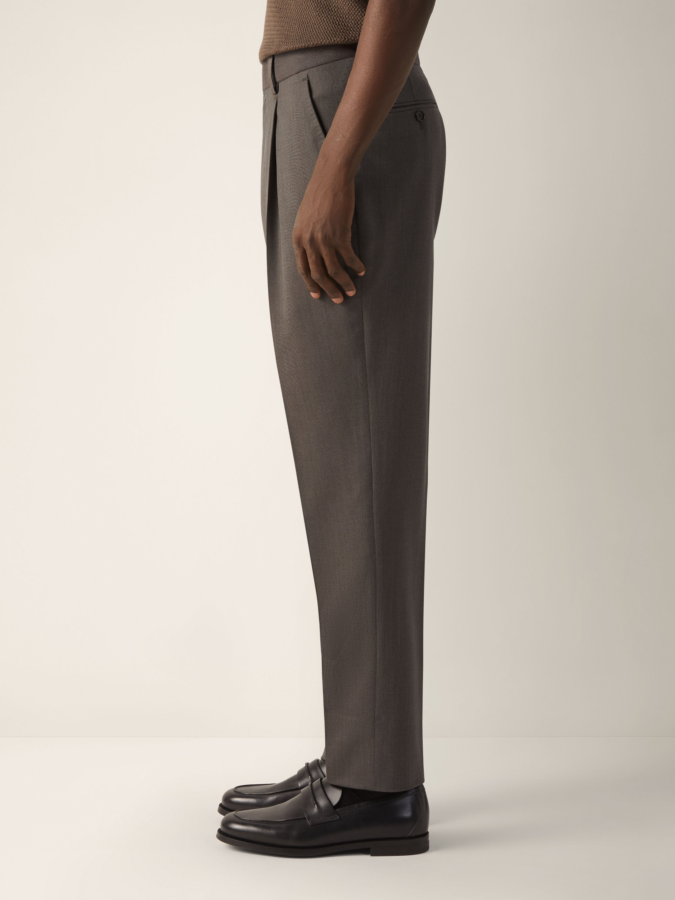 Dark Taupe 15milmil15 Wool and Silk Pants Product detail photo #3