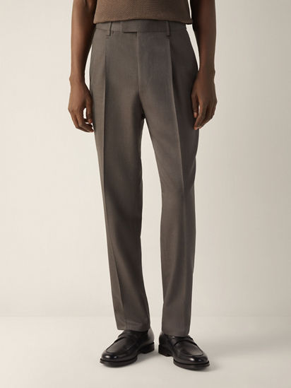Dark Taupe 15milmil15 Wool and Silk Pants SS26 37113878 | Zegna US