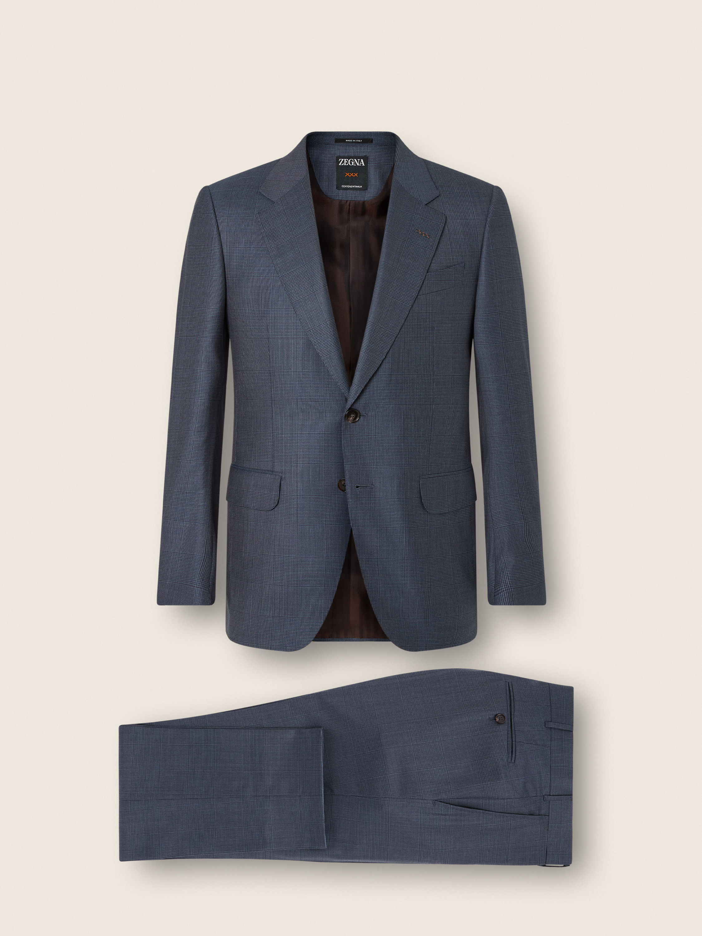 Dark Avio Blue Centoventimila Wool Suit Product detail photo #1