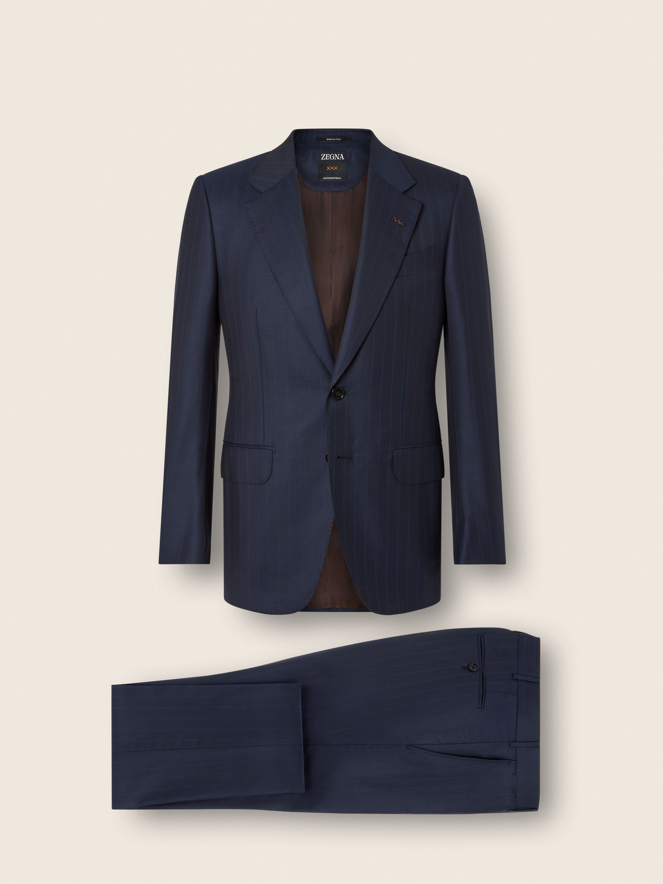 Navy Blue Centoventimila Wool Suit Product detail photo #1