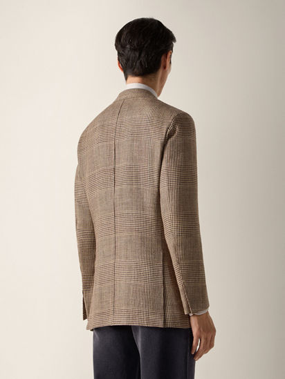 Beige and Dark Brown Silk Linen and Wool Jacket SS26 37119070