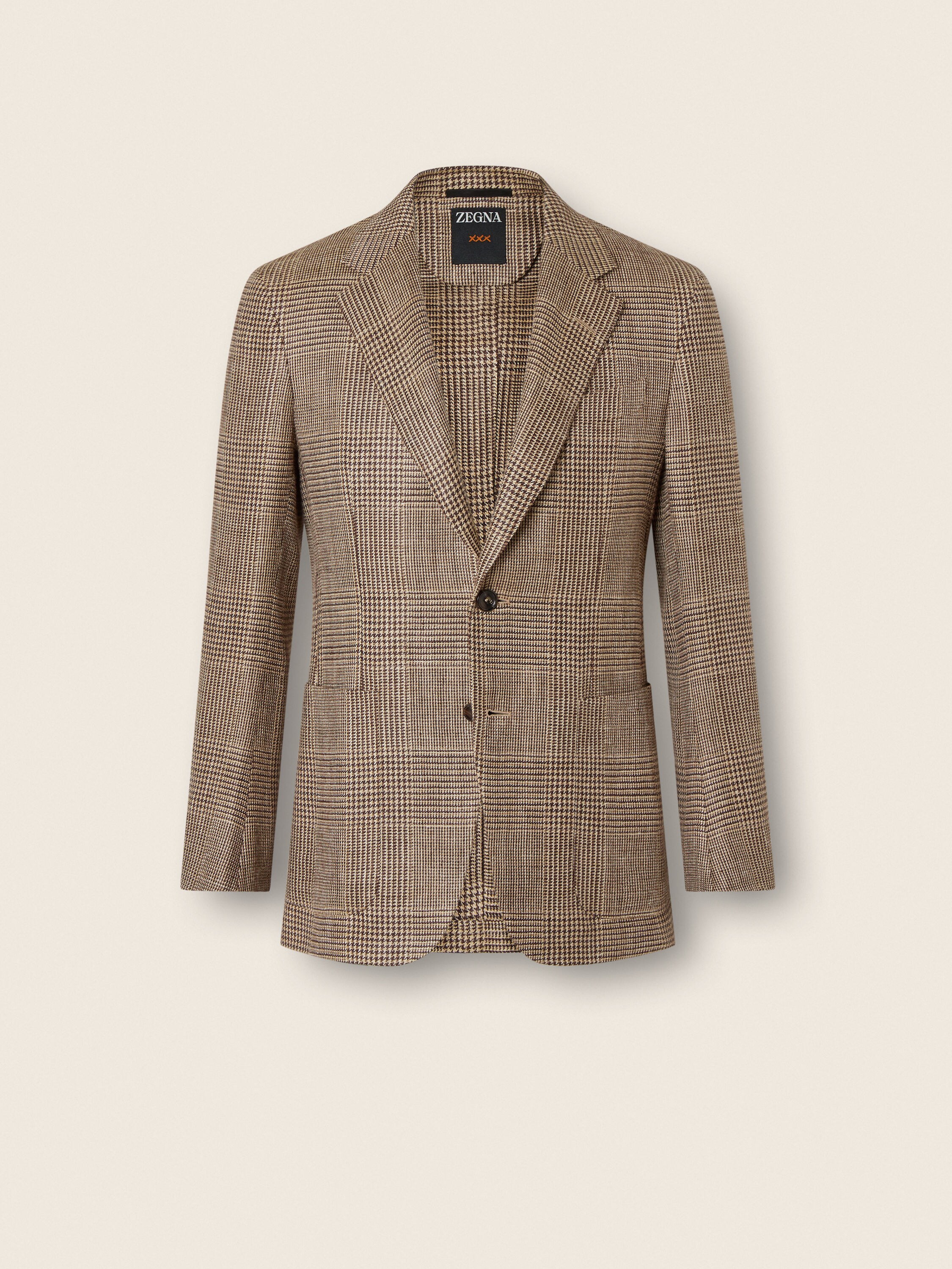 Beige and Dark Brown Silk Linen and Wool Jacket Main product photo