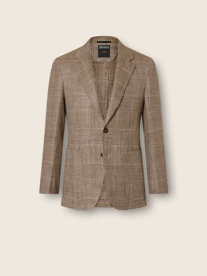 Beige and Dark Brown Silk Linen and Wool Jacket SS26 37119070 