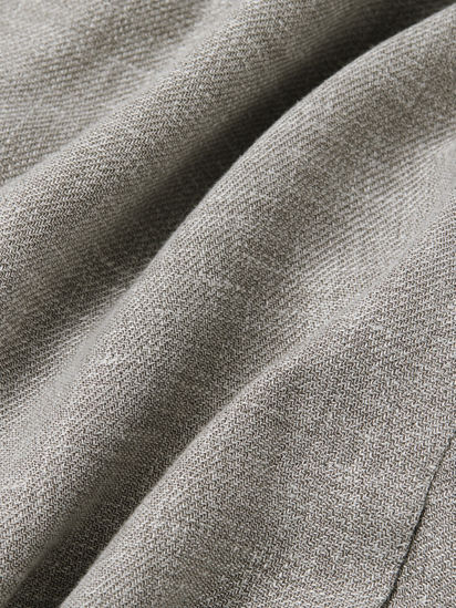 Dark Taupe and White Crossover Linen Wool and Silk Blend Jacket