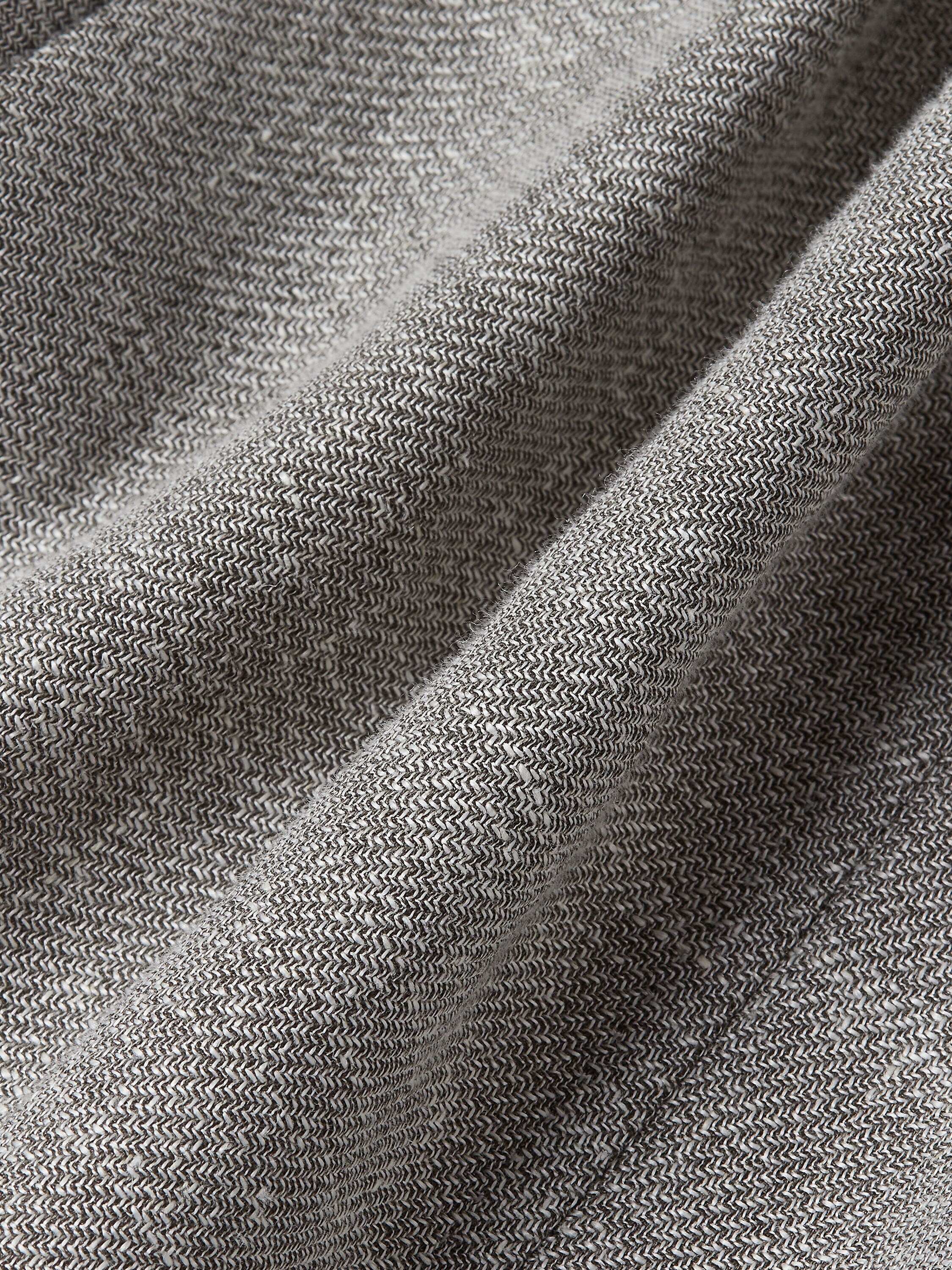 Giacca in Blend di Lino Lana e Seta Crossover Tortora Scuro e Bianco Foto #4 di dettaglio del prodotto