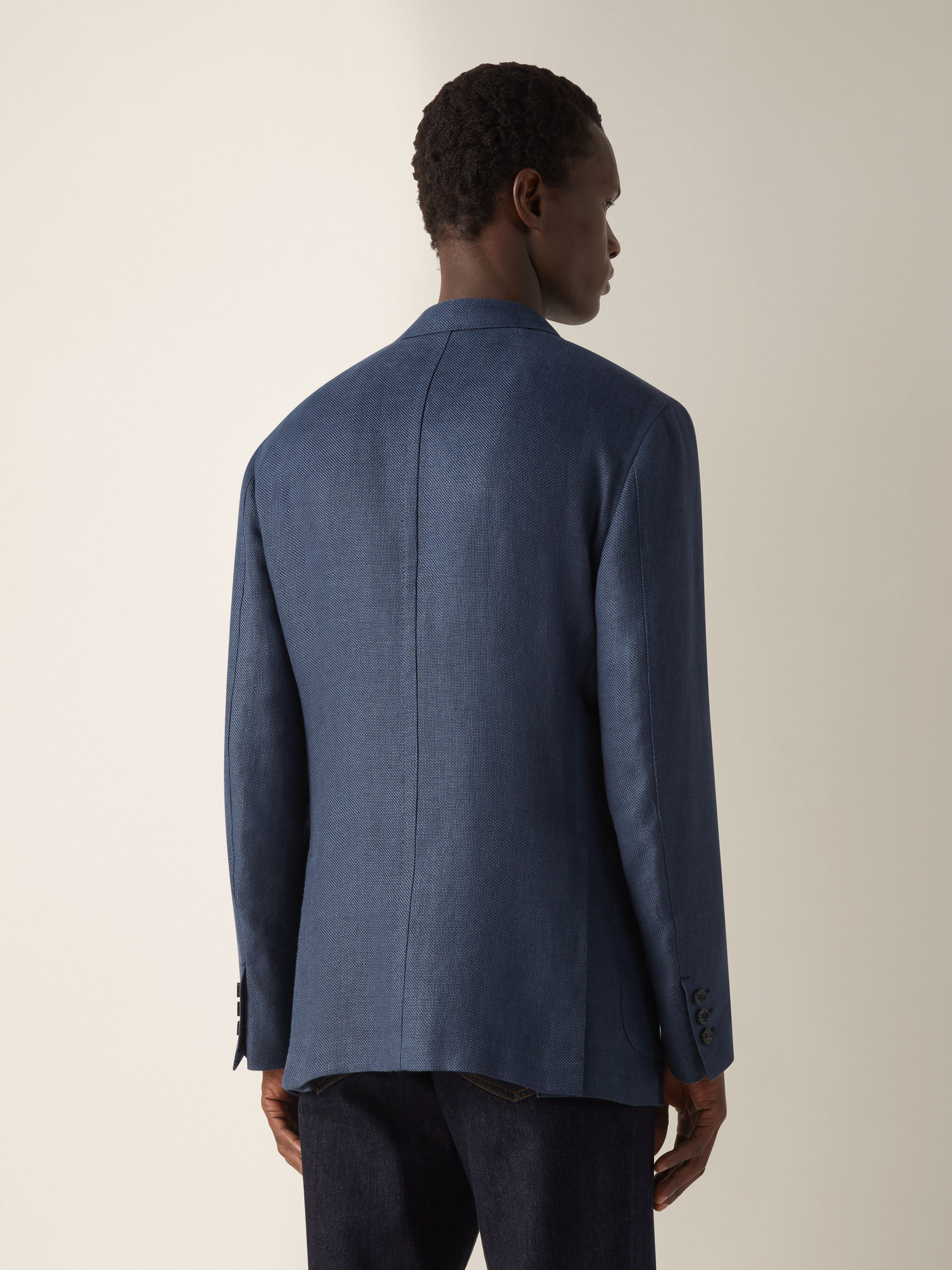 Jacke aus Crossover Leinen, Wolle und Seide in Dunkelblau Detailfoto #5 des Produkts