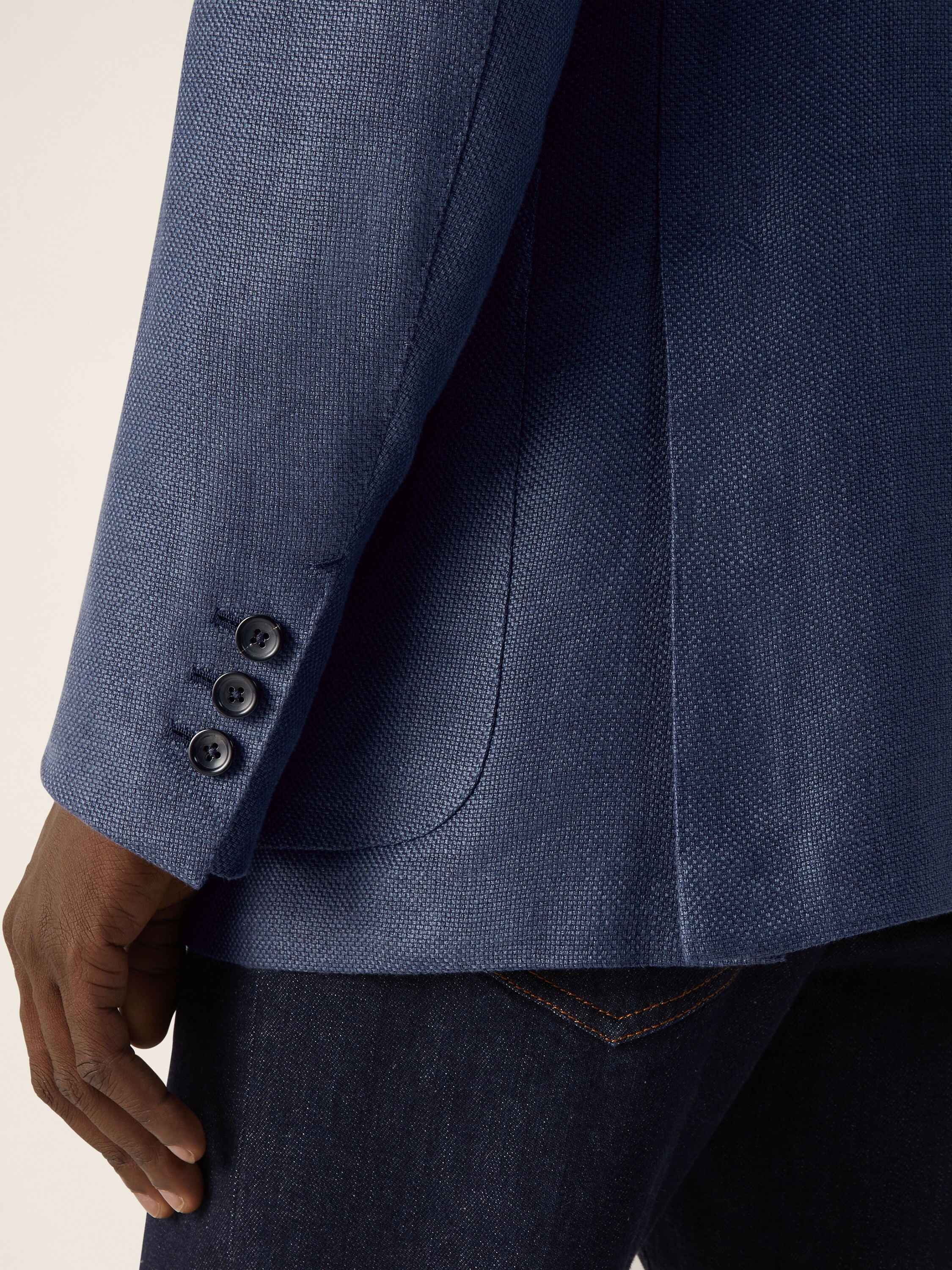 Jacke aus Crossover Leinen, Wolle und Seide in Dunkelblau Detailfoto #2 des Produkts