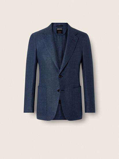 Z Zegna ジャージージャケット ネイビー Wash & Go 洗濯 46 Dark Blue Crossover Linen Wool and Silk Jacket SS26 37145891