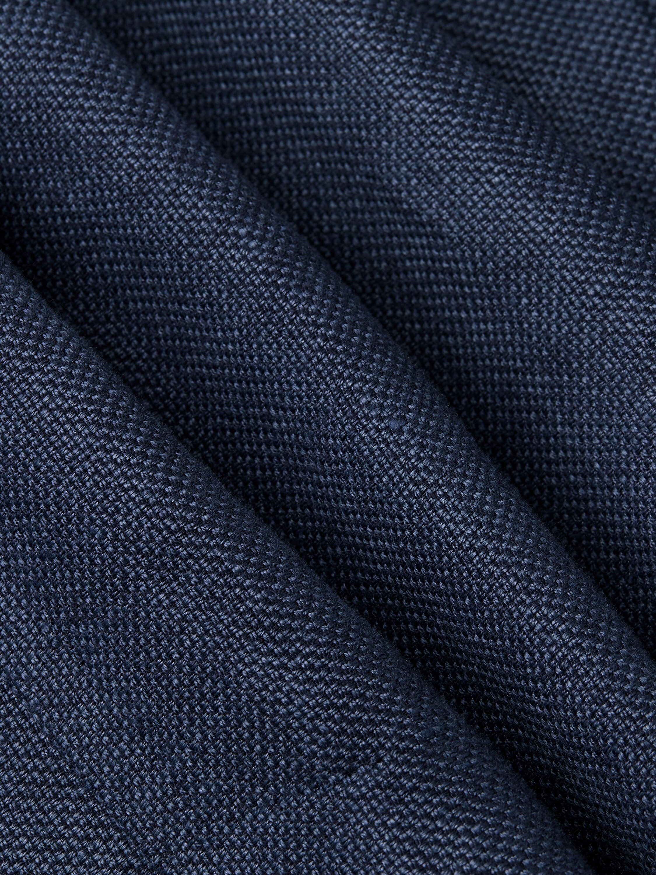 Dark Blue Crossover Linen Wool and Silk Jacket Product detail photo #2