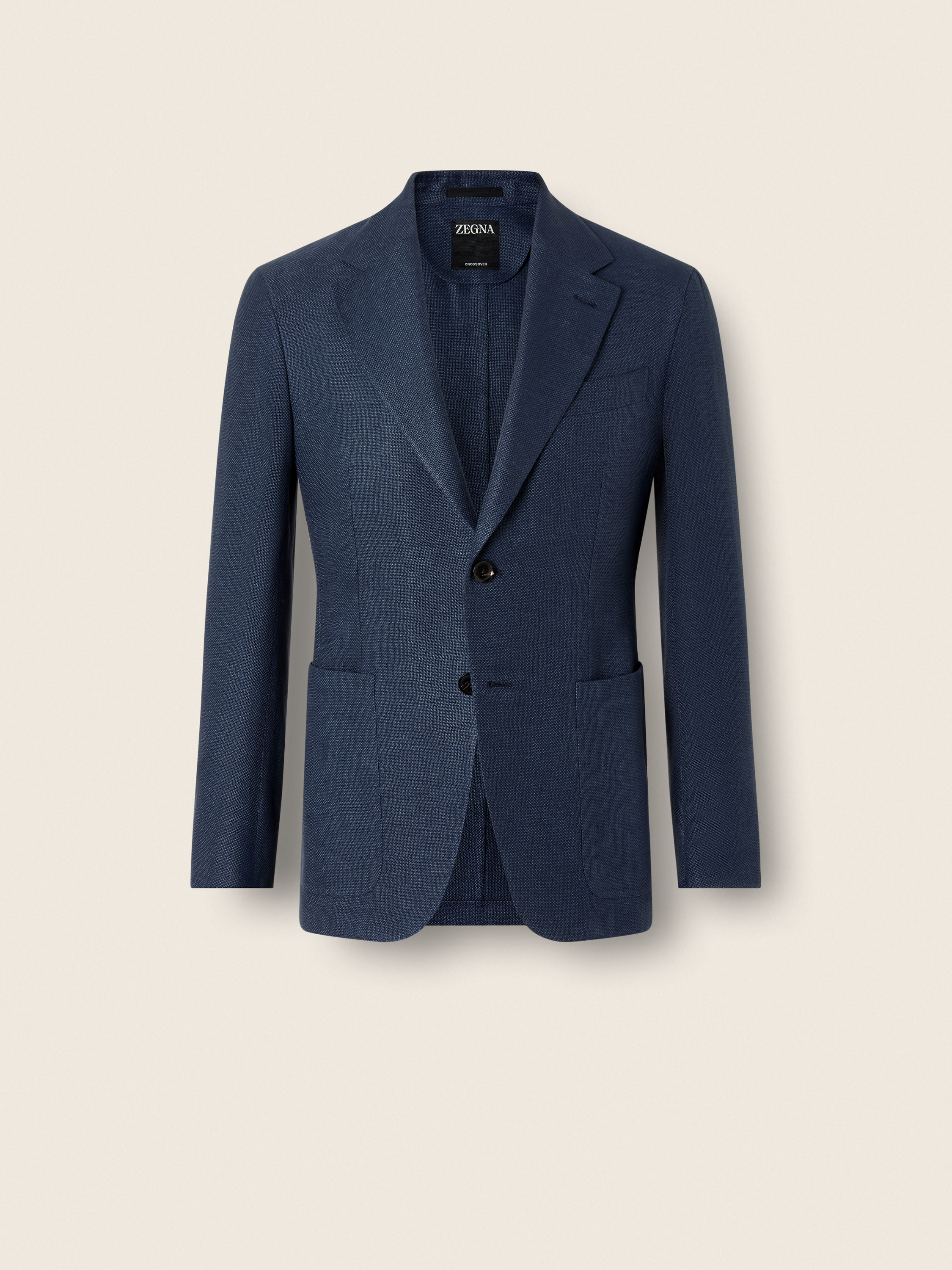 Dark Blue Crossover Linen Wool and Silk Jacket Main product photo