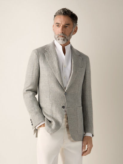 Light Green Crossover Linen Wool and Silk Jacket SS26 37130501