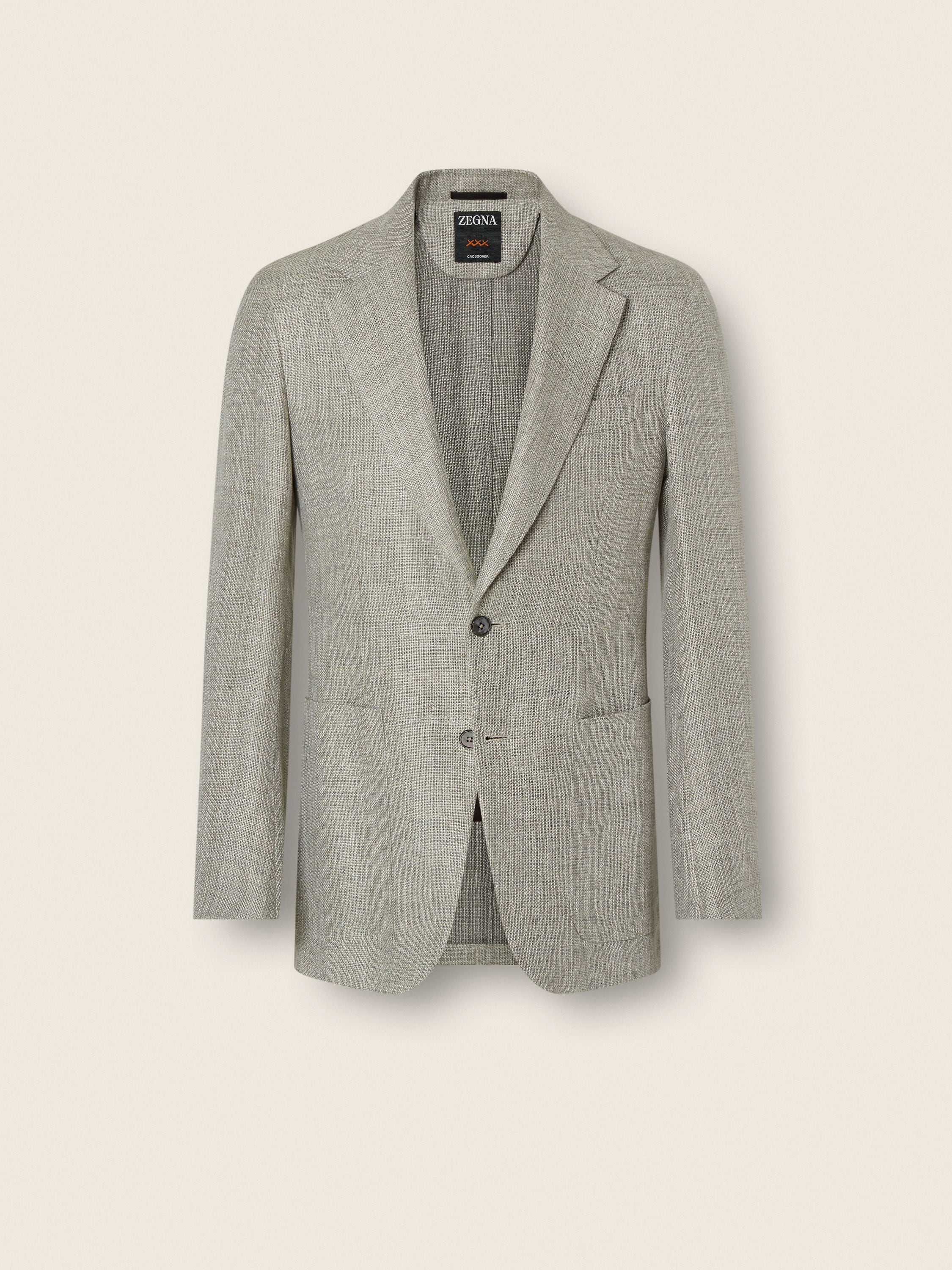 Light Green Crossover Linen Wool and Silk Jacket Main product photo