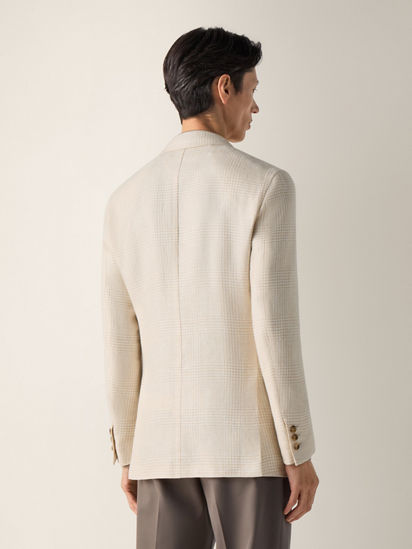 Beige and White Crossover Linen Wool and Silk Jacket SS26 37113729