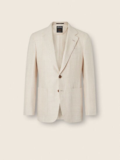 Beige and White Crossover Linen Wool and Silk Jacket SS26 37113729