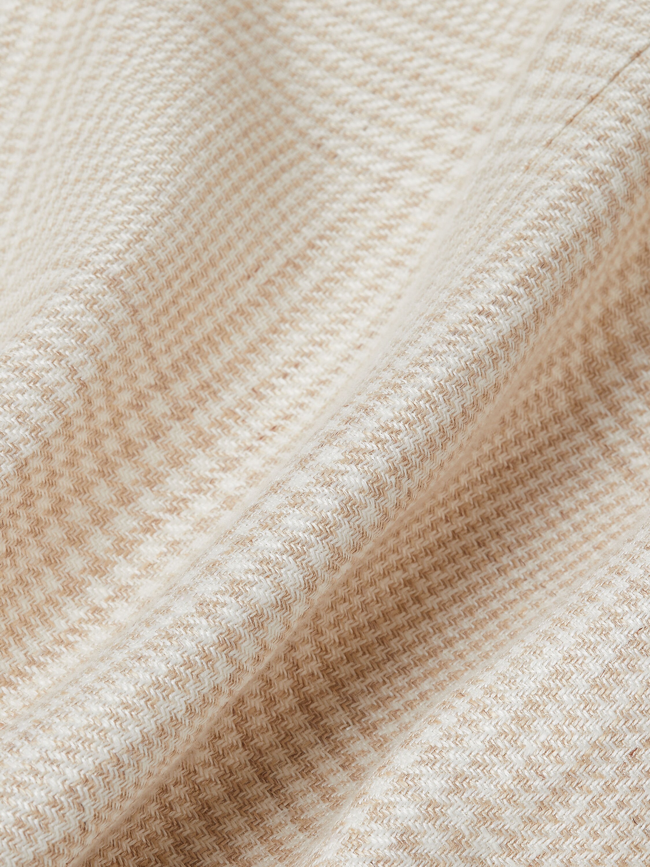 Beige and White Crossover Linen Wool and Silk Jacket Product detail photo #4