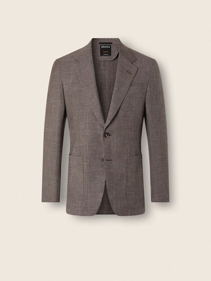 Brown Crossover Wool Silk and Linen Jacket SS26 37121401 | Zegna US