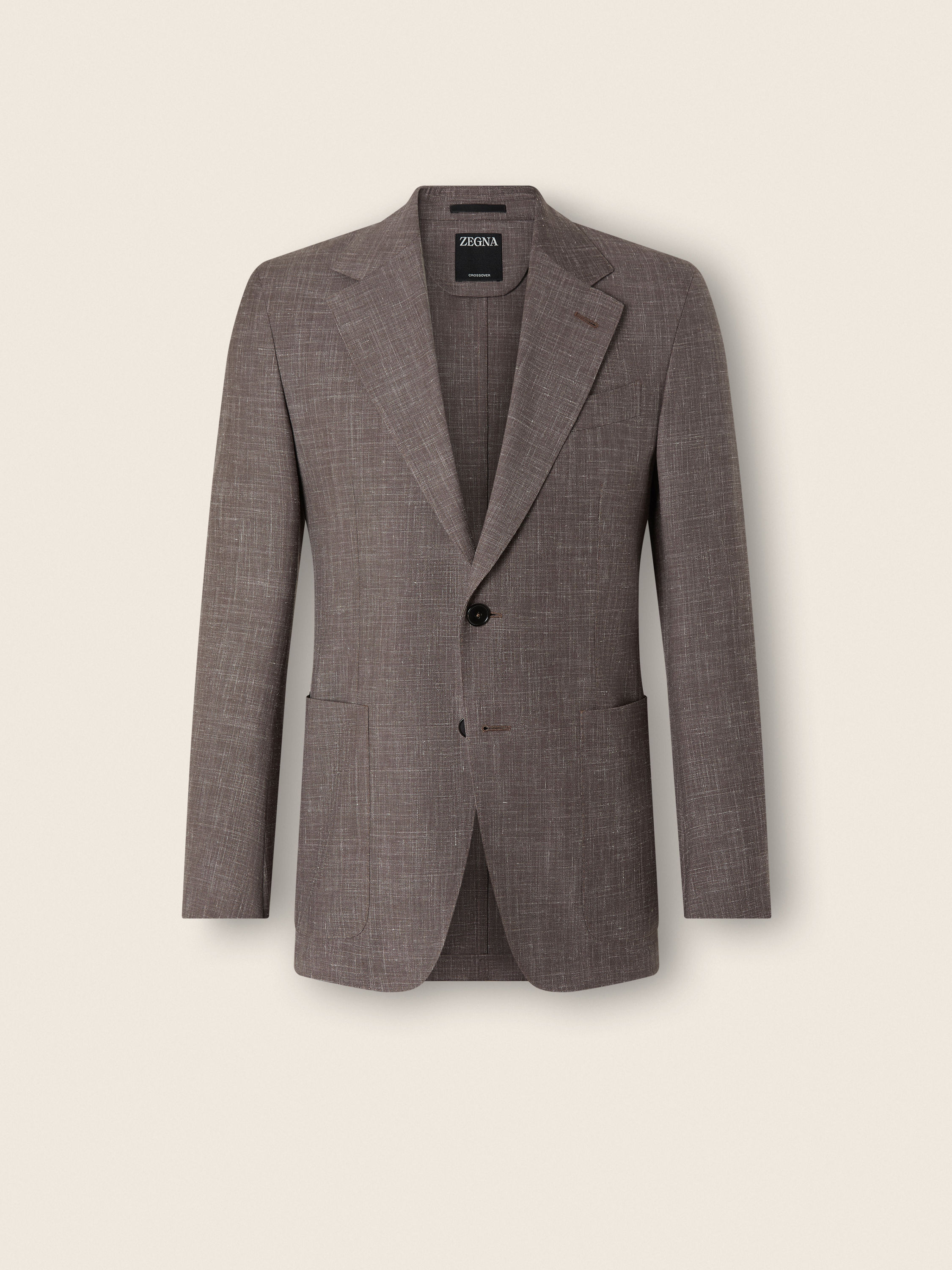 Crossover Jacke aus Wolle, Seide und Leinen in Braun Hauptproduktfoto