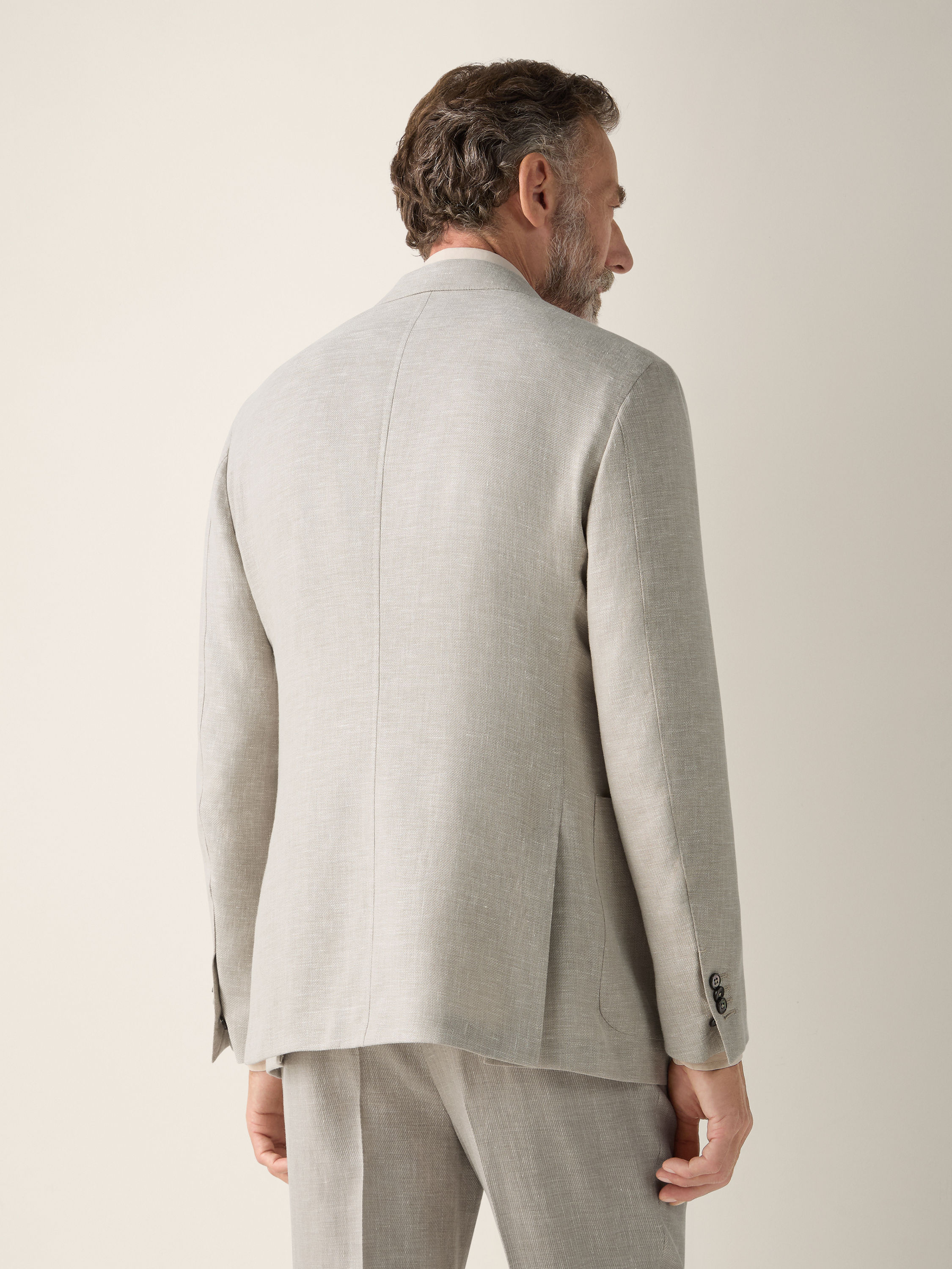 Light Beige Crossover Wool Linen and Silk Jacket Product detail photo #5