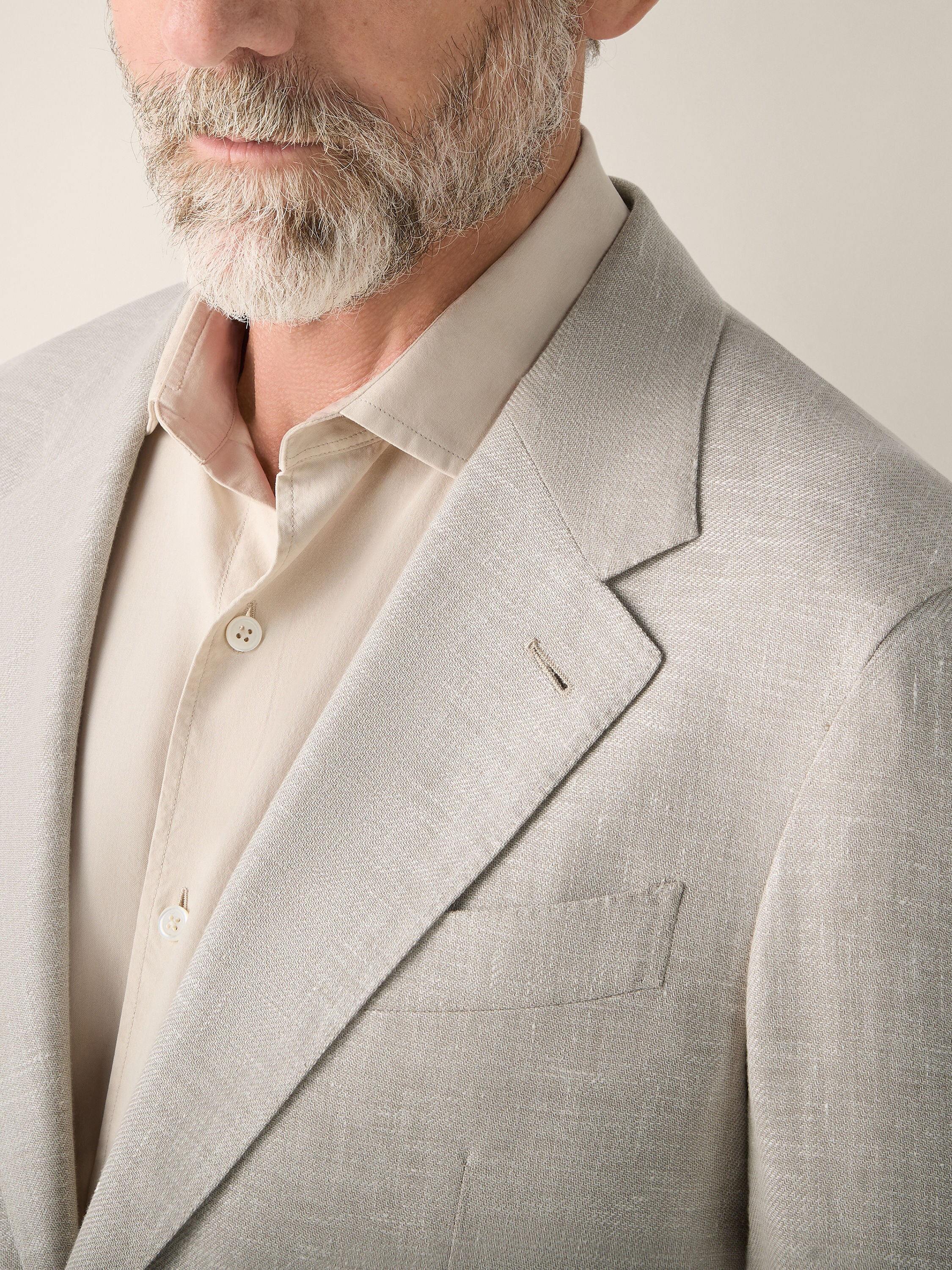 Light Beige Crossover Wool Linen and Silk Jacket Product detail photo #2