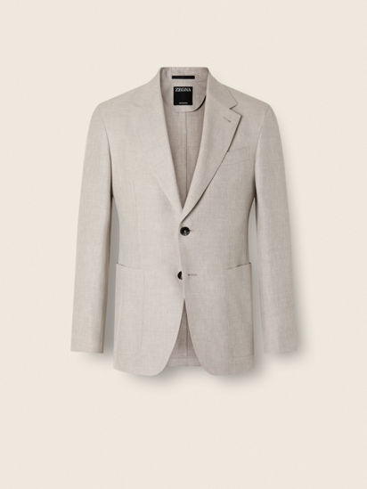 Light Beige Crossover Wool Linen and Silk Jacket SS26 37134698
