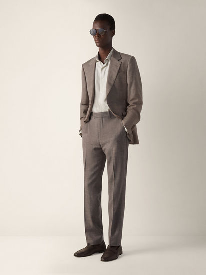 Brown Crossover Wool Silk and Linen Pants SS26 37122693 | Zegna US