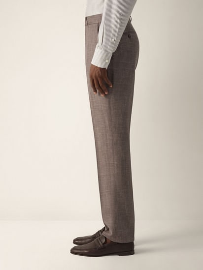 Brown Crossover Wool Silk and Linen Pants SS26 37122693 | Zegna US