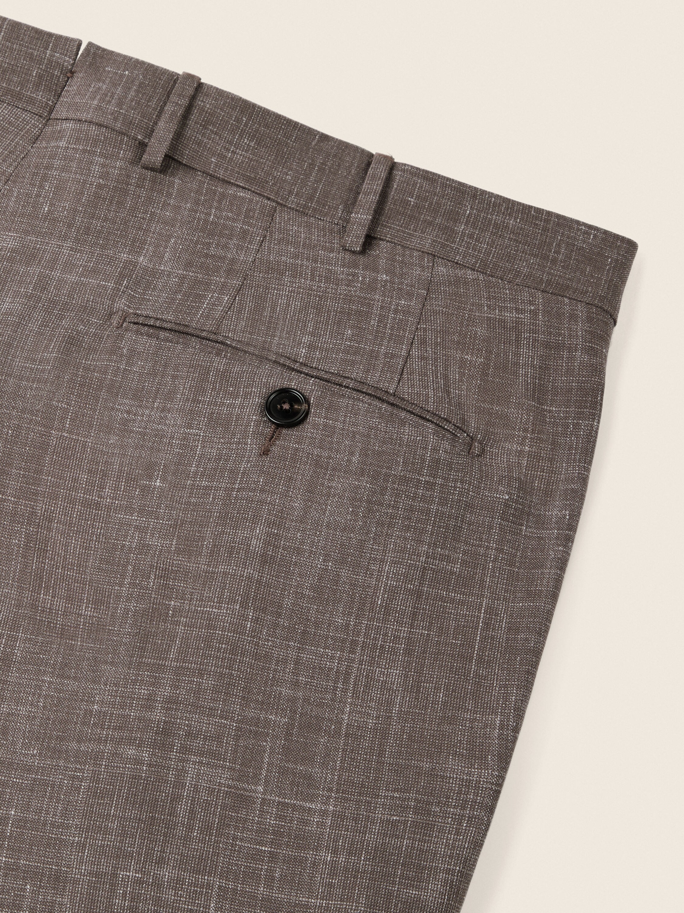 Pantaloni in Lana Seta e Lino Crossover Marrone Foto #2 di dettaglio del prodotto