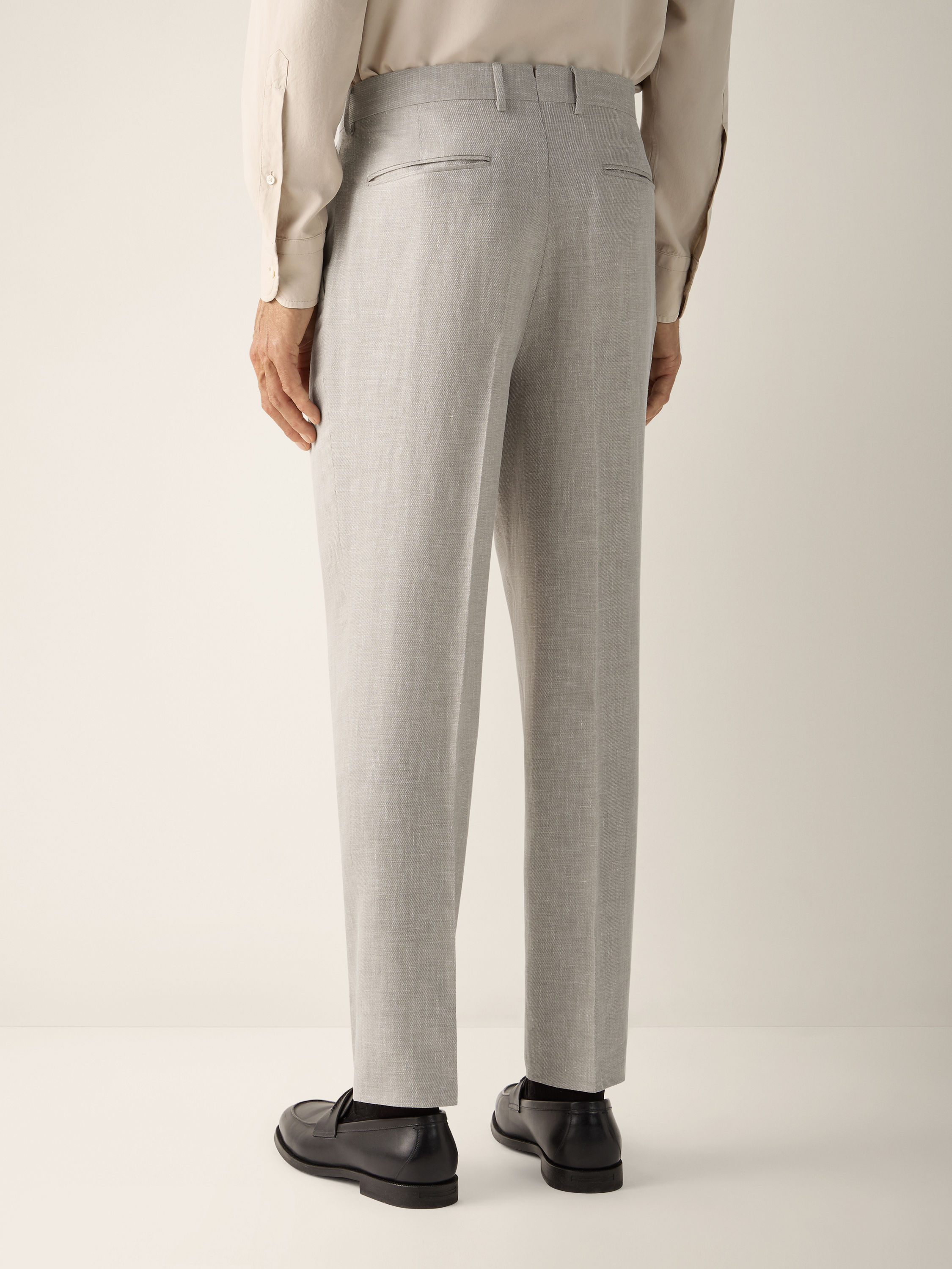 Light Beige Crossover Wool Linen and Silk Pants Product detail photo #5